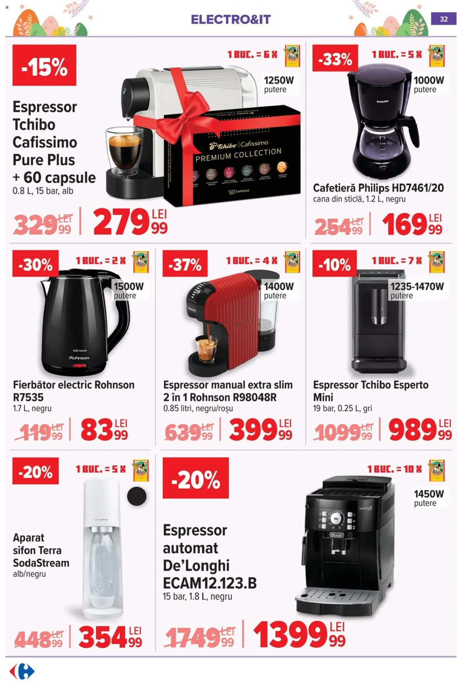 Catalog Carrefour 25 Martie - 13 Aprilie 2026 | Pagina 34 | Produse: Espressor, Enginar, Cafetieră