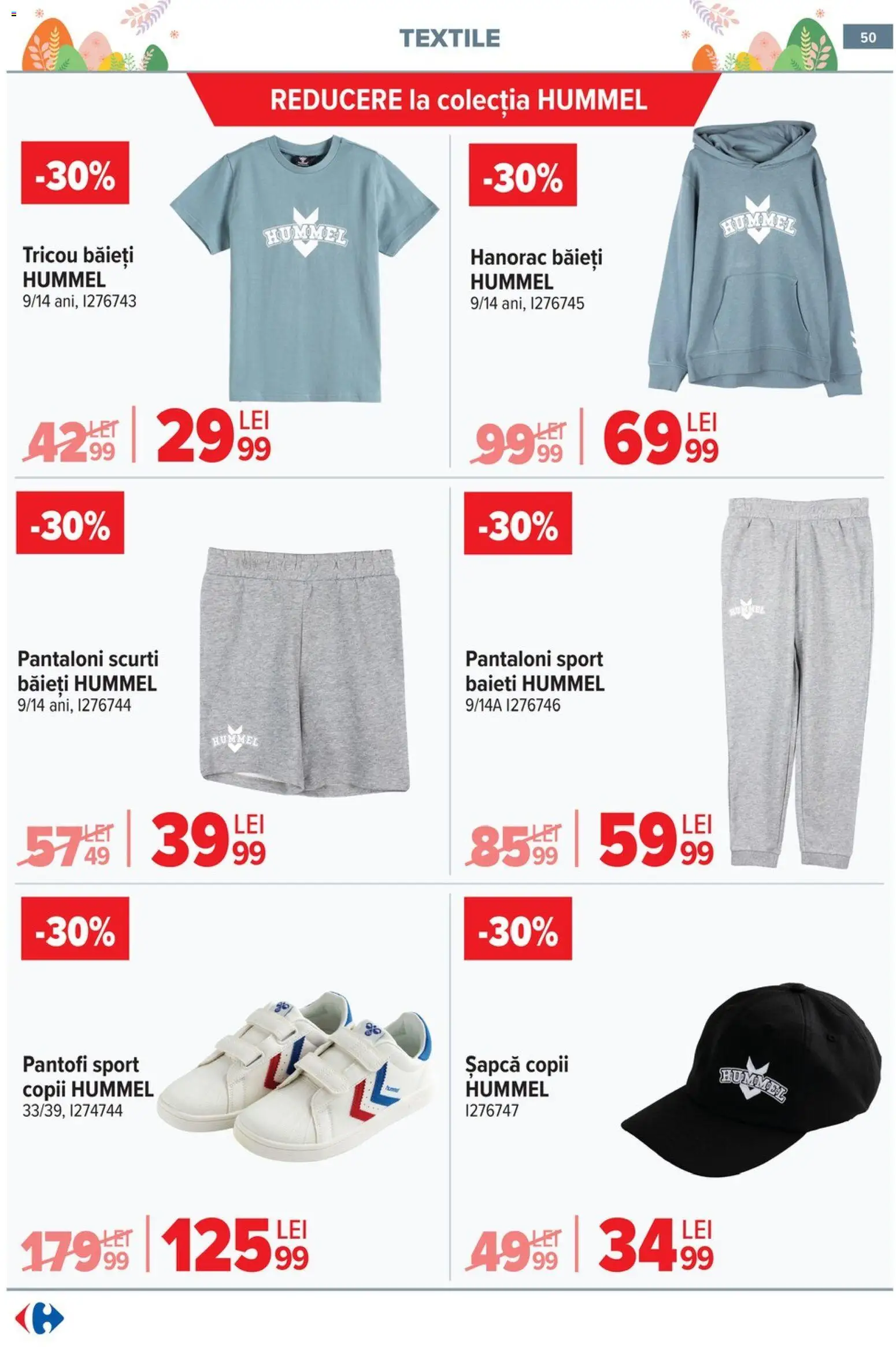 Catalog Carrefour 25 Martie - 13 Aprilie 2026 | Pagina 52 | Produse: Șapcă, Pantaloni, Pantaloni scurți, Keşe