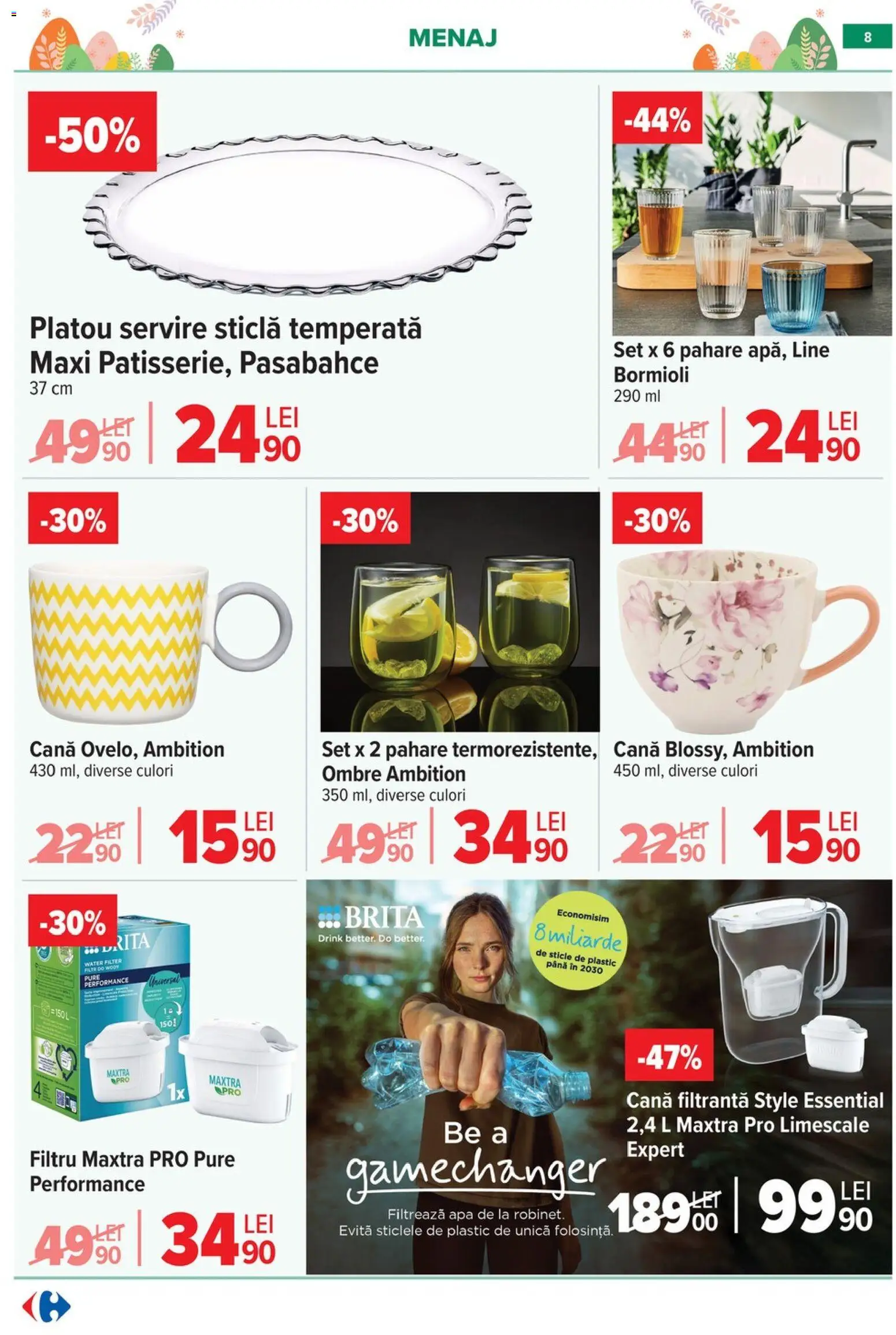 Catalog Carrefour 25 Martie - 13 Aprilie 2026 | Pagina 8 | Produse: Delgeç, Pahare, Apă