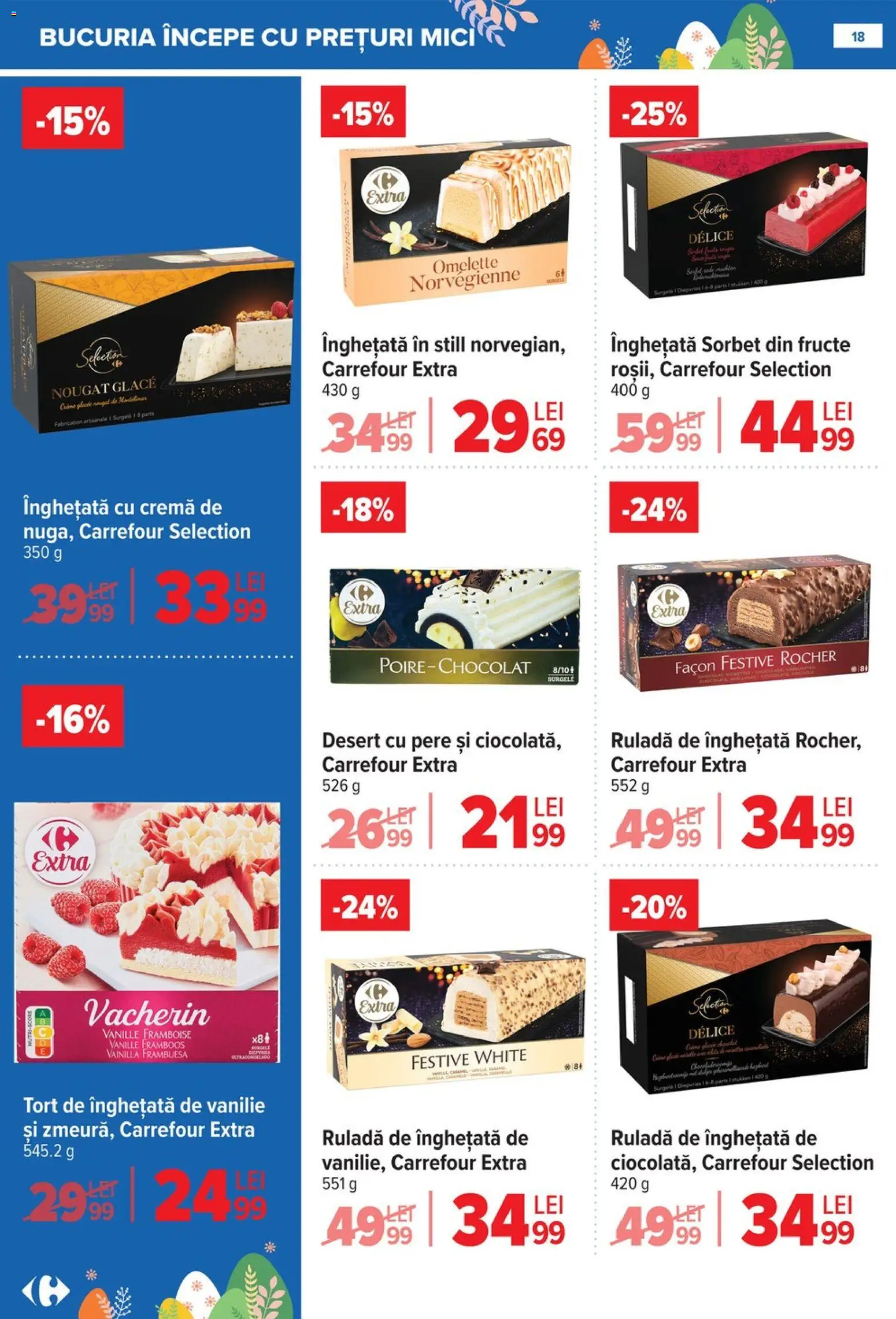 Catalog Carrefour 25 Martie - 13 Aprilie 2026 | Pagina 18 | Produse: Mici, Tort, Înghețată, Fructe