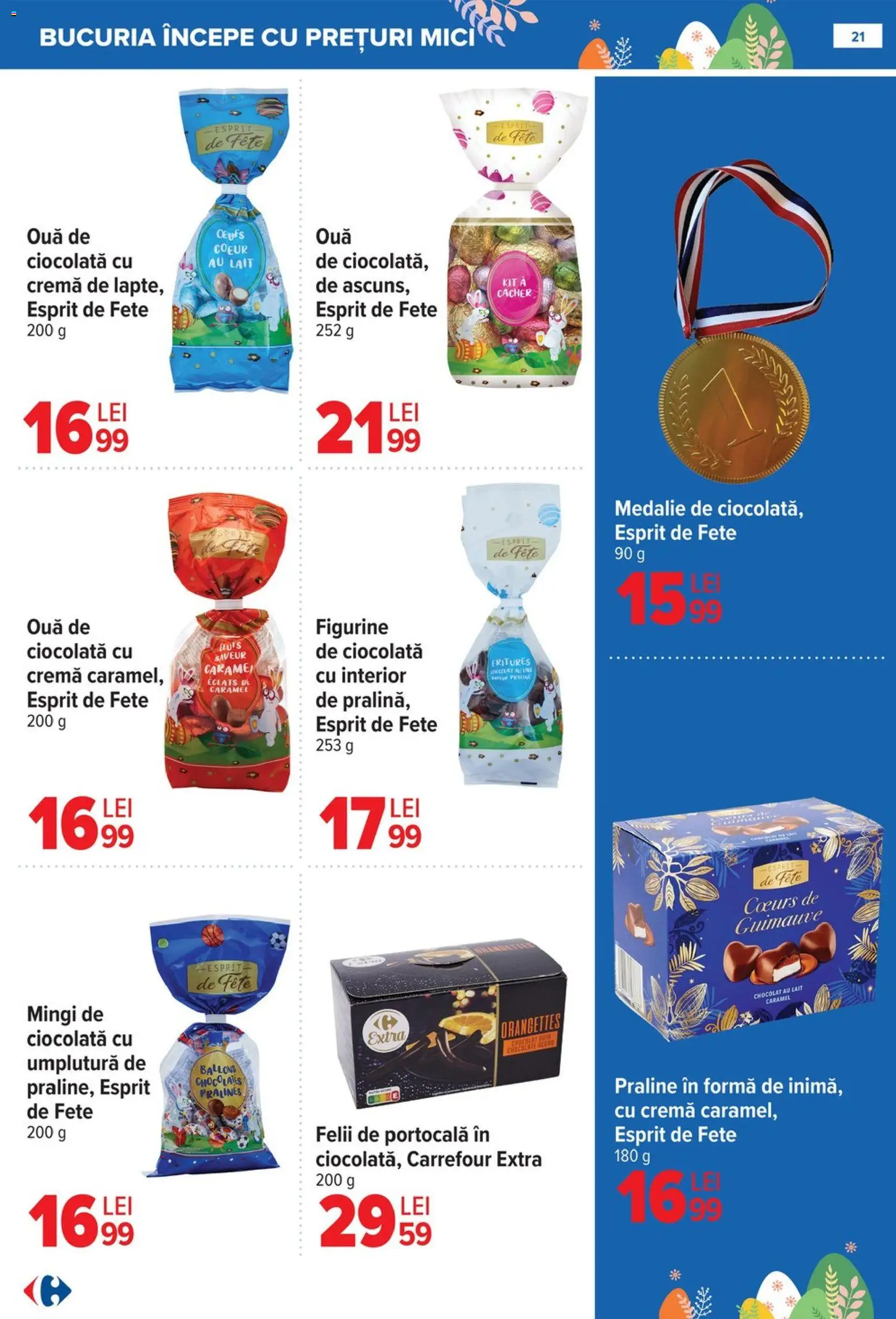 Catalog Carrefour 25 Martie - 13 Aprilie 2026 | Pagina 21 | Produse: Mici, Praline, Cremă, Ciocolată