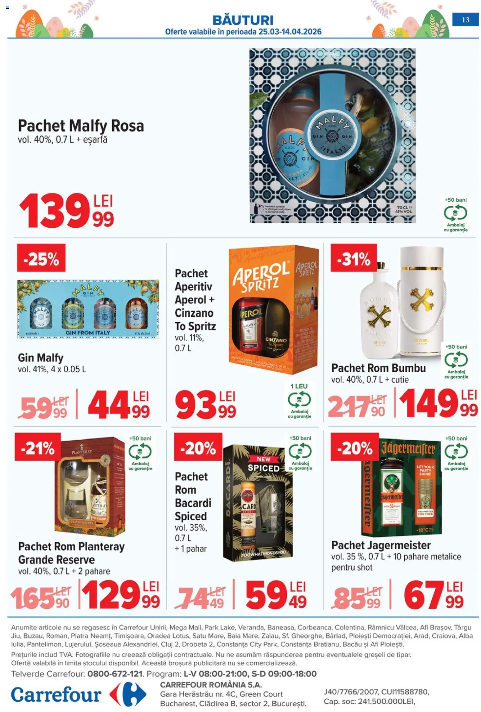 Catalog Carrefour 25 Martie - 13 Aprilie 2026 | Pagina 13 | Produse: Pahare, Cutie, Gin, Aperol