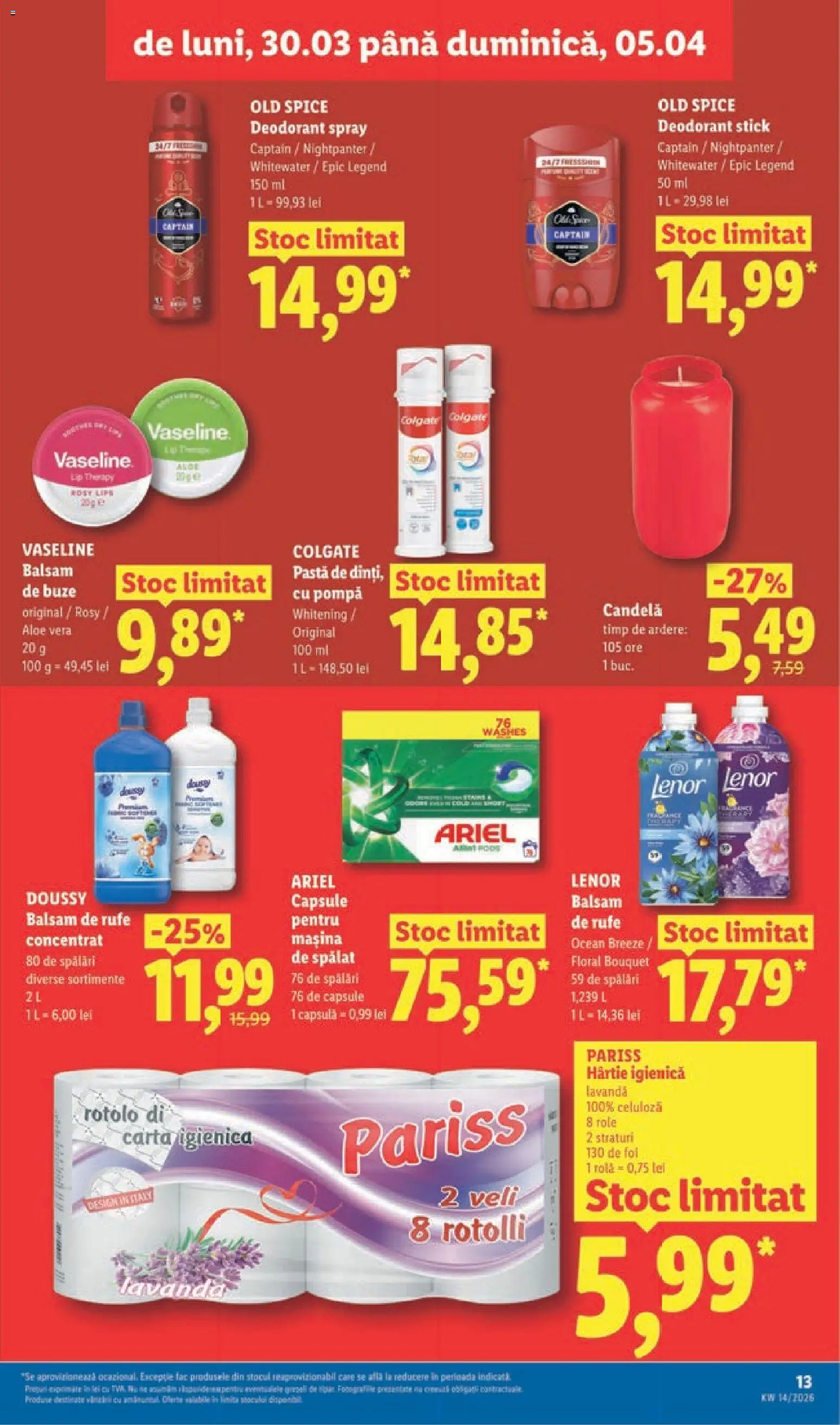 Catalog LIDL 30 Martie - 4 Aprilie 2026 | Pagina 13 | Produse: Kısırlaştırılmış Kedi Maması, Balsam, Deodorant, Capsule pentru mașina de spălat