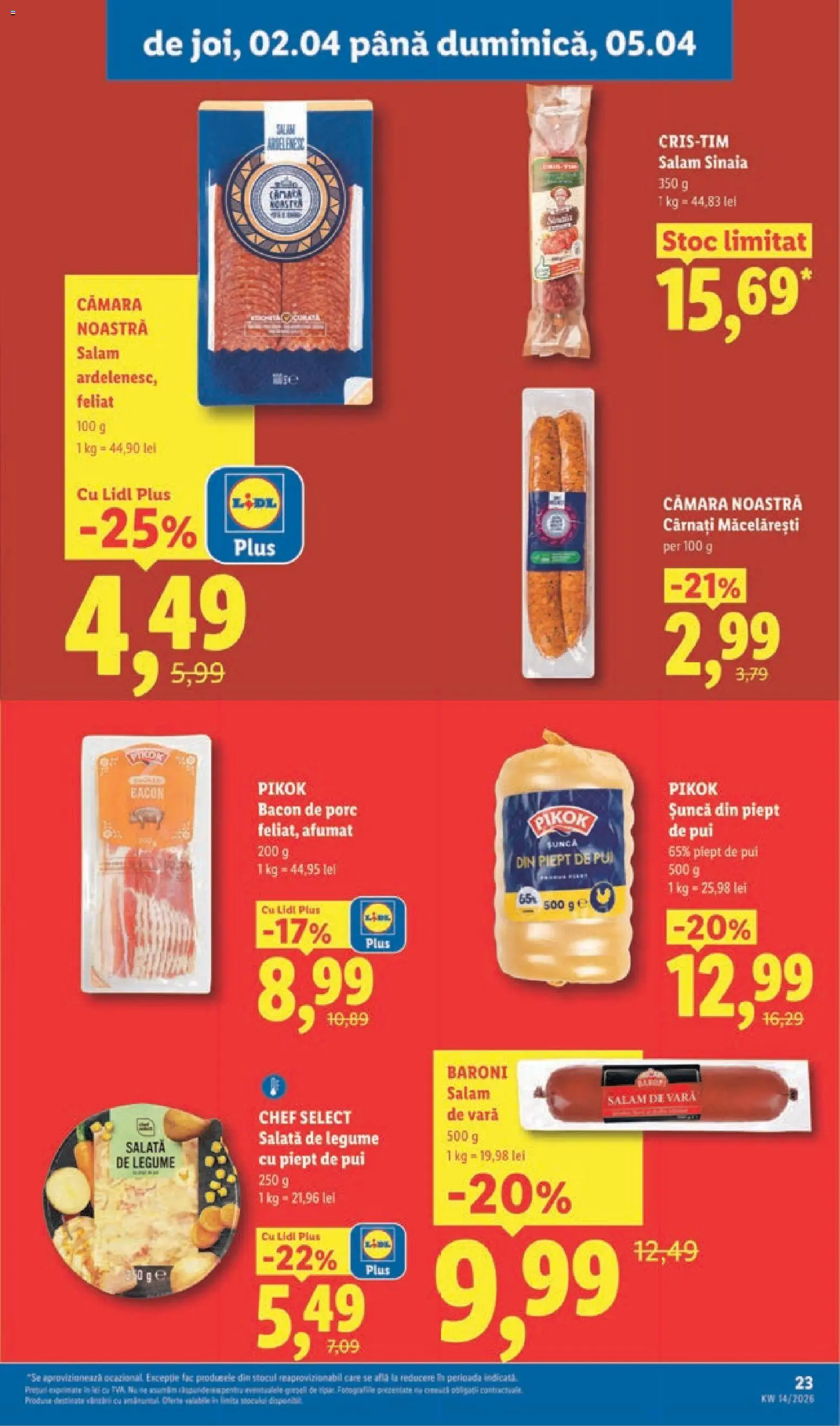 Catalog LIDL 30 Martie - 4 Aprilie 2026 | Pagina 23 | Produse: Bacon, Salată, Legume, Cârnați