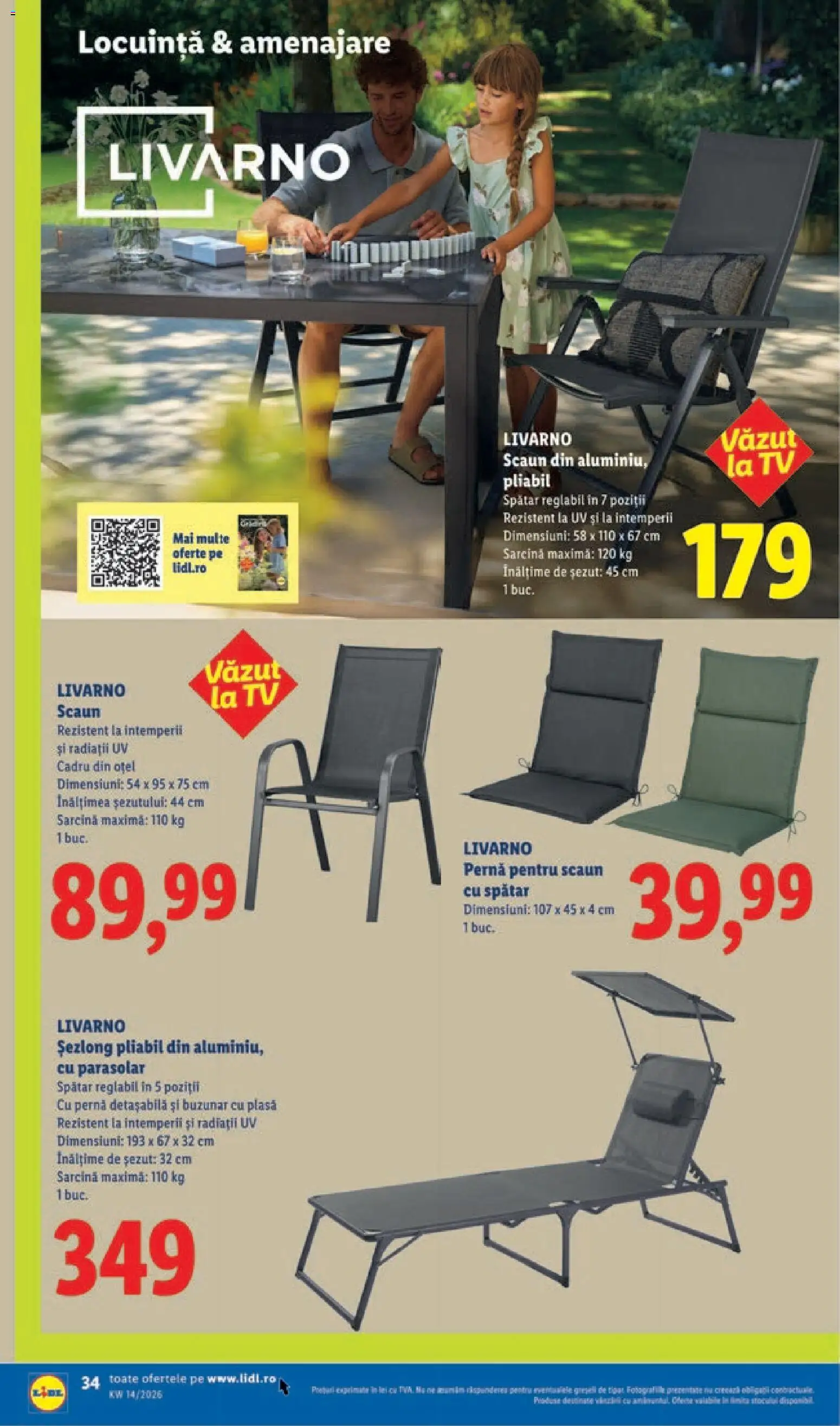 Catalog LIDL 30 Martie - 4 Aprilie 2026 | Pagina 34 | Produse: Pernă, Șezlong, Scaun