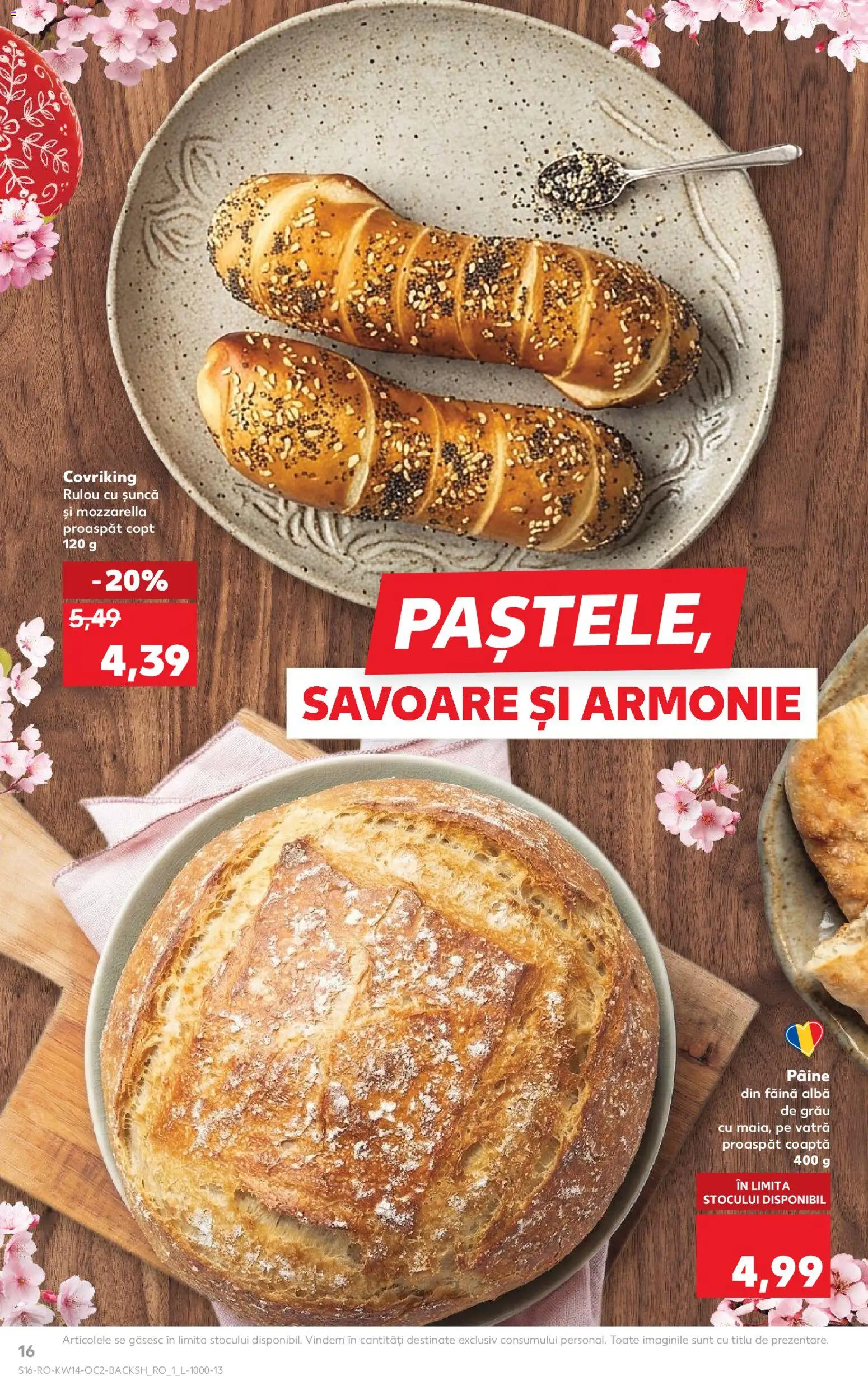 Catalog Kaufland 1 - 6 Aprilie 2026 | Pagina 16 | Produse: Mozzarella, Pâine, Șuncă, Făină
