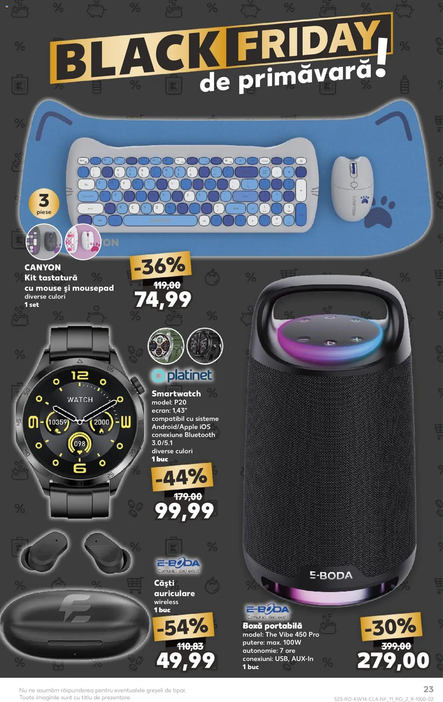Catalog Kaufland 1 - 6 Aprilie 2026 | Pagina 23 | Produse: Căști, Speaker, Smartwatch, Boxă portabilă