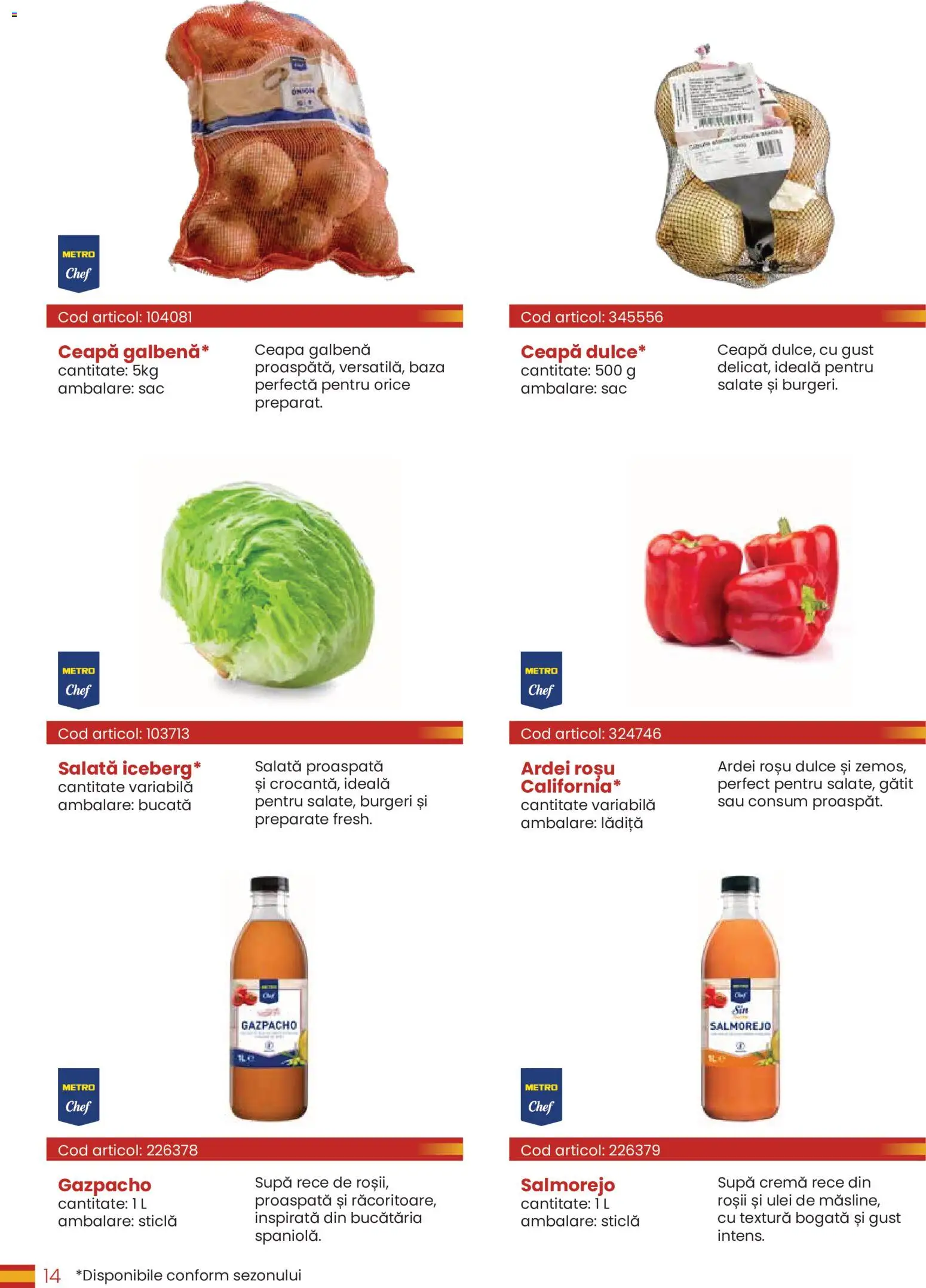 Catalog METRO 30 Martie - 30 Decembrie 2026 | Pagina 14 | Produse: Ceapă galbenă, Ardei, Ulei, Salată