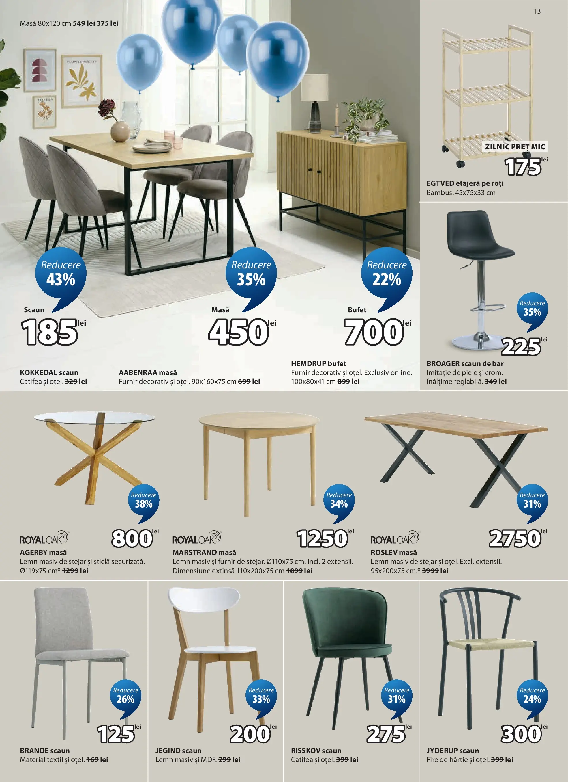 Catalog JYSK 25 Martie - 22 Aprilie 2026 | Pagina 13 | Produse: Masă, Bufet, Scaun de bar, Etajeră