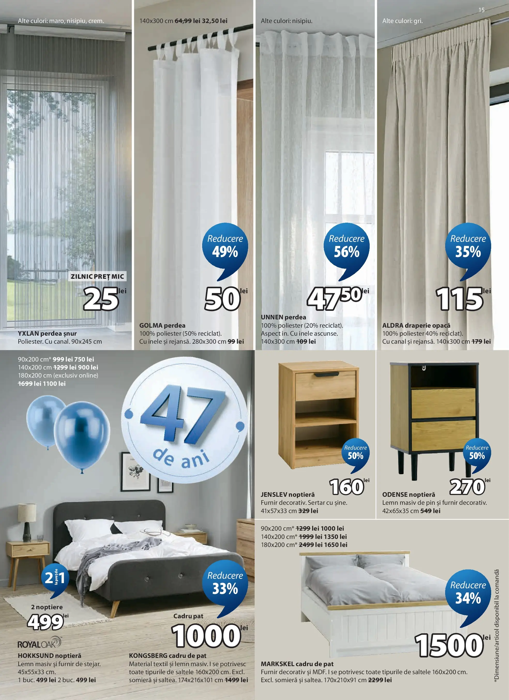 Catalog JYSK 25 Martie - 22 Aprilie 2026 | Pagina 15 | Produse: Pat, Noptieră, Perdea