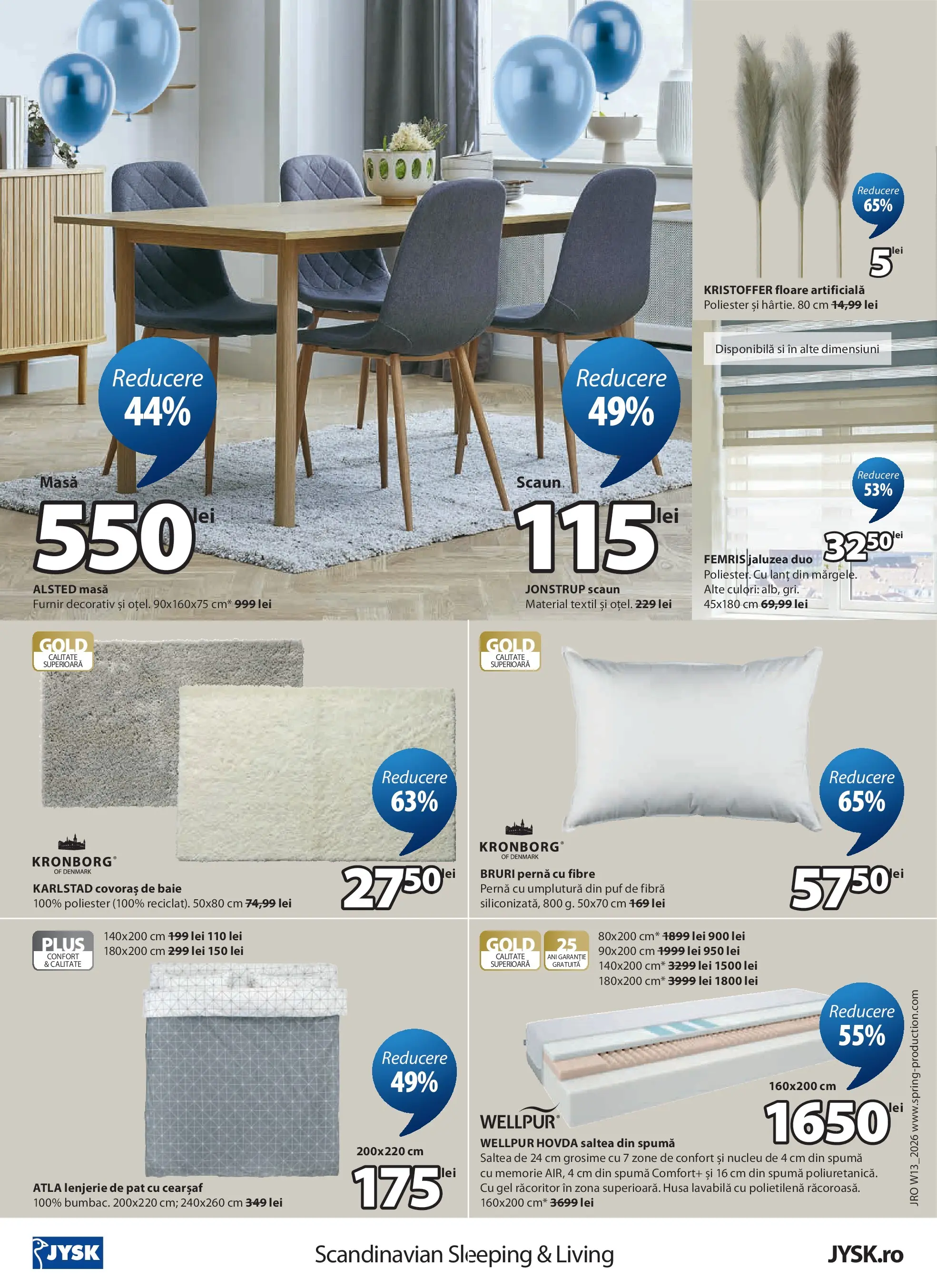 Catalog JYSK 25 Martie - 22 Aprilie 2026 | Pagina 24 | Produse: Saltea, Lenjerie de pat, Masă, Floare artificială