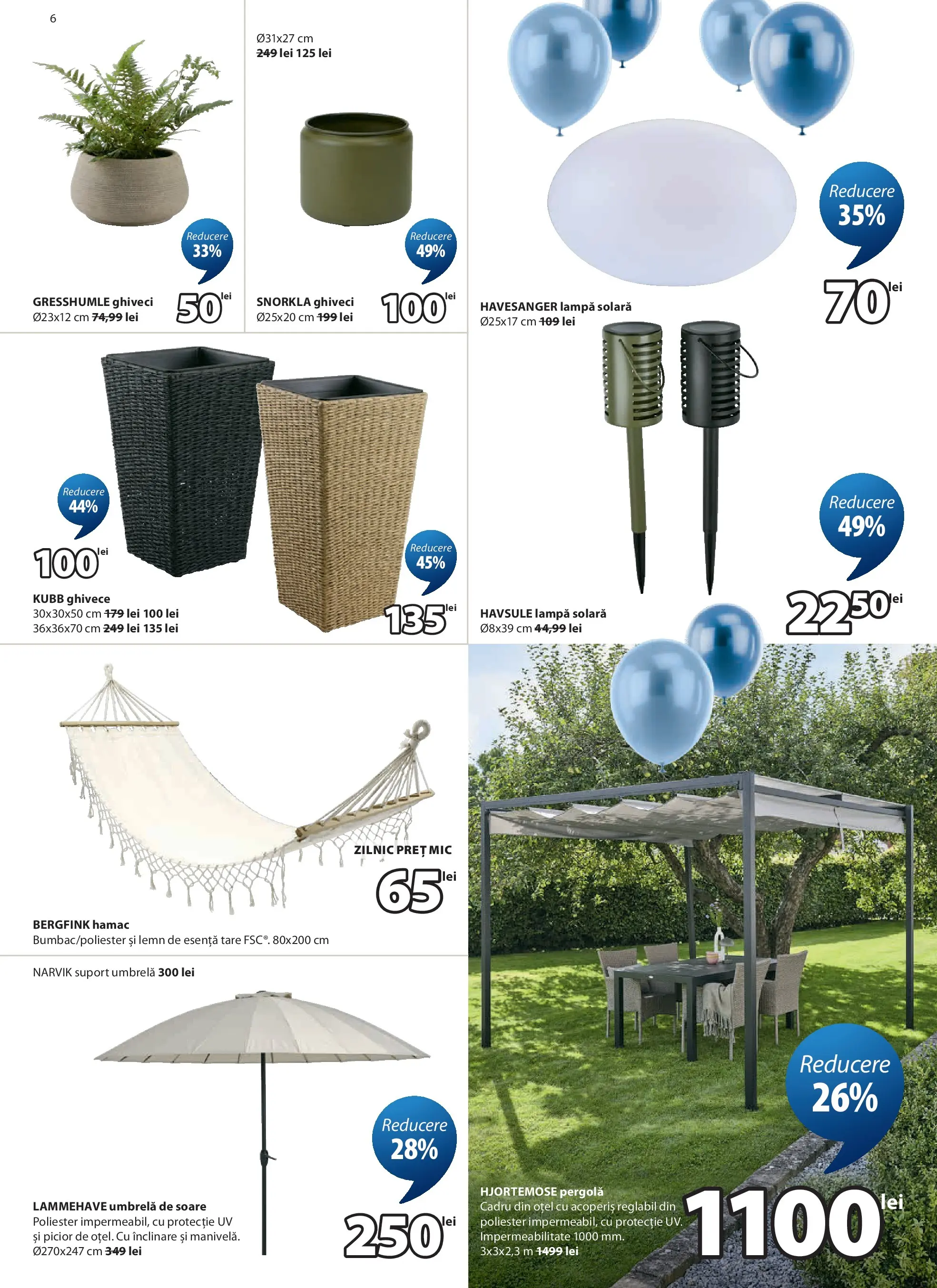 Catalog JYSK 25 Martie - 22 Aprilie 2026 | Pagina 6 | Produse: Umbrelă, Hamac, Ghiveci, Lampă