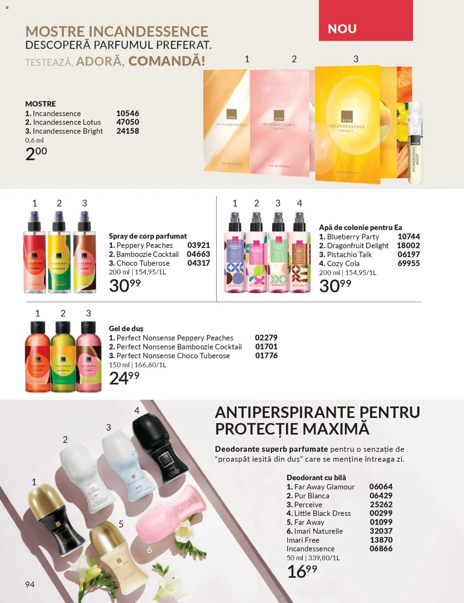 Catalog Avon 1 - 29 Aprilie 2026 | Pagina 96 | Produse: Amerikan servis, Gel de duș, Deodorant, Apă