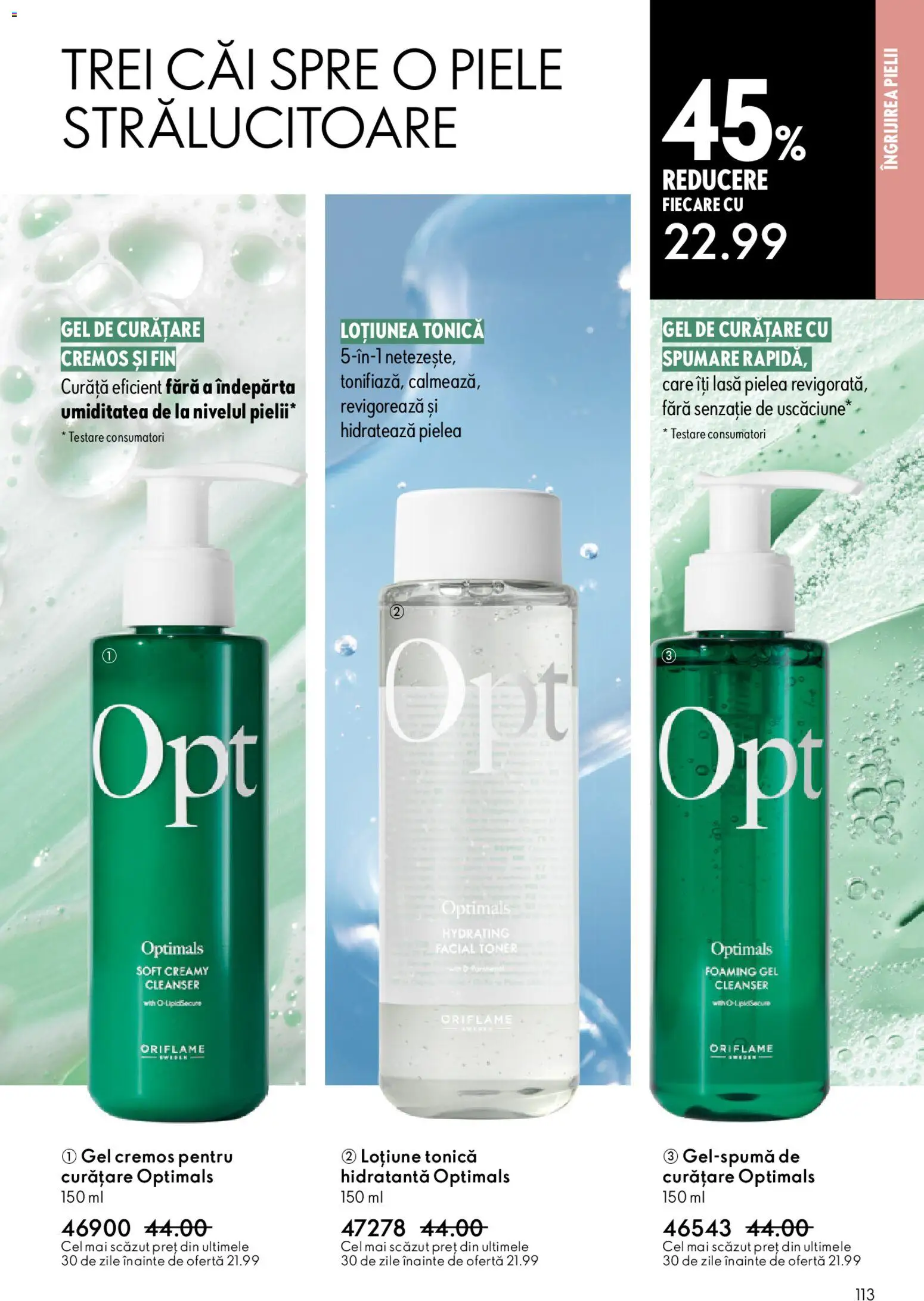 Catalog Oriflame 6 - 25 Mai 2026 | Pagina 113 | Produse: Loțiune tonică, Gel de curățare, Toner