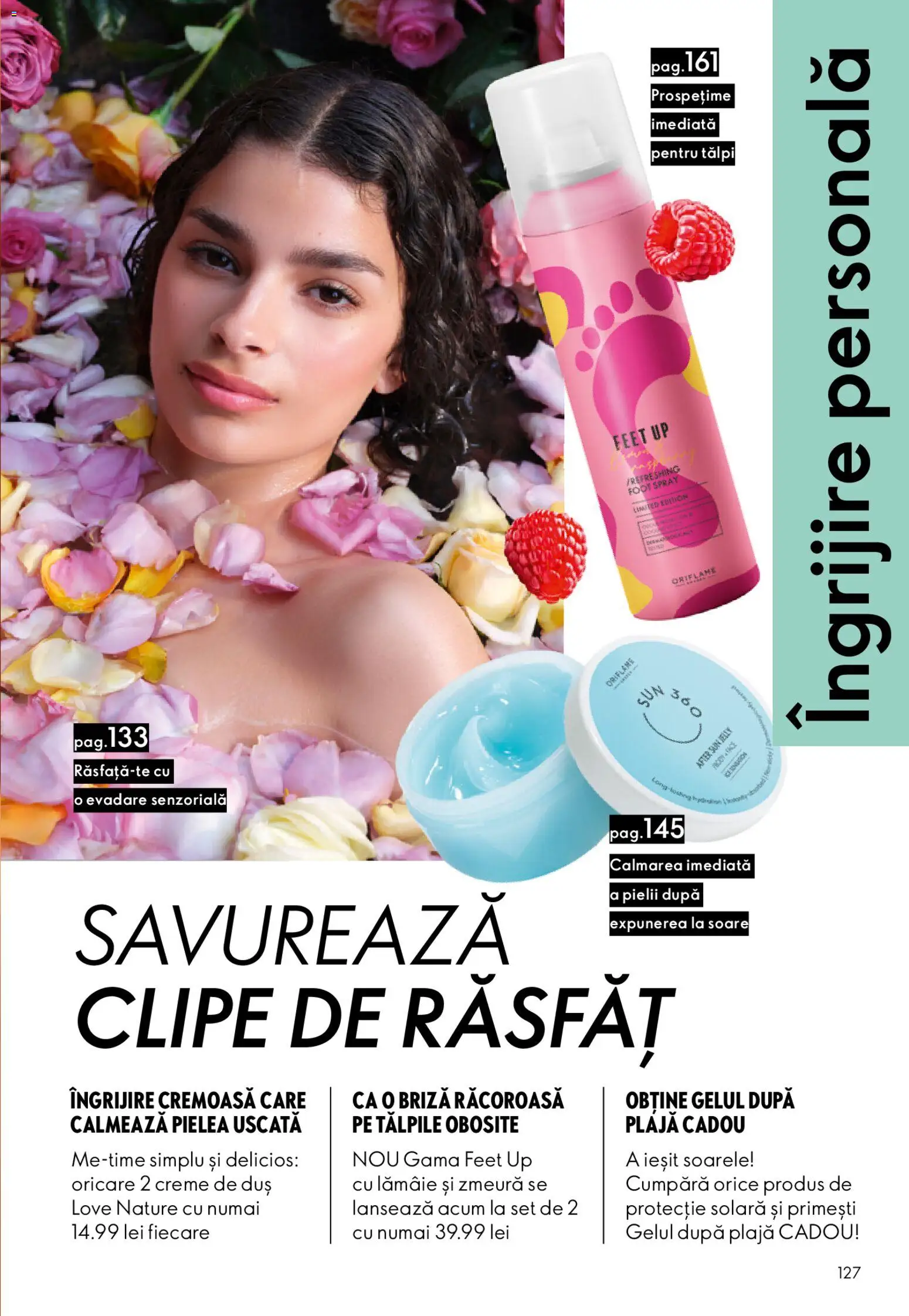 Catalog Oriflame 6 - 25 Mai 2026 | Pagina 127 | Produse: Zmeură, Duș, Protecție solară, Lămâie