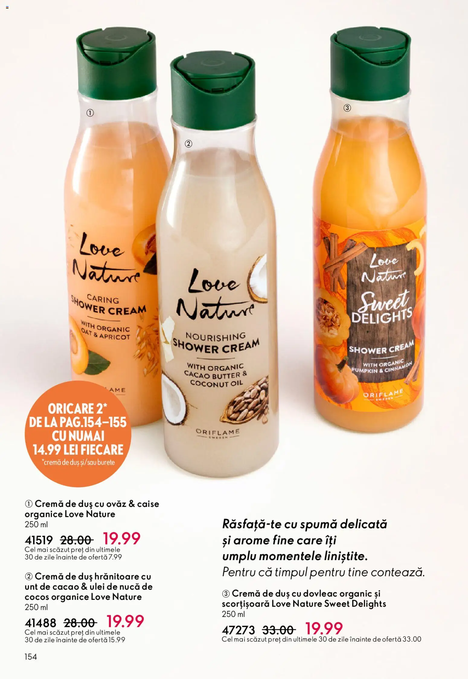 Catalog Oriflame 6 - 25 Mai 2026 | Pagina 154 | Produse: Dovleac, Duș, Burete, Cremă