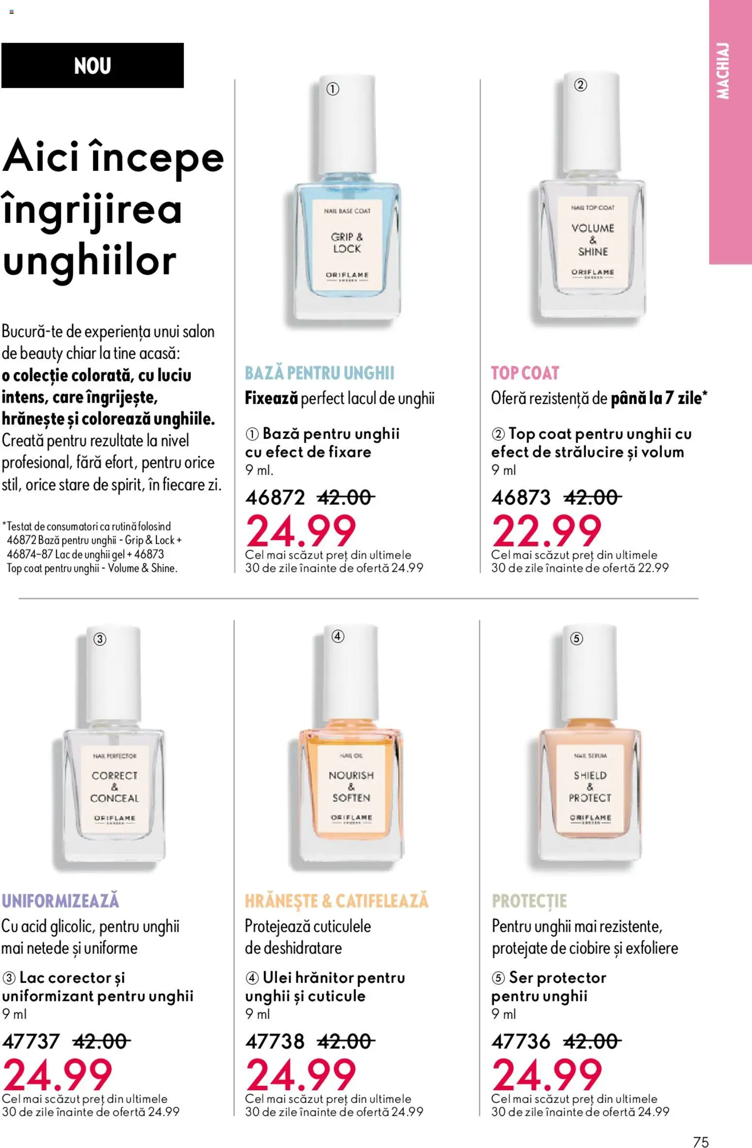 Catalog Oriflame 6 - 25 Mai 2026 | Pagina 75 | Produse: Top coat, Machiaj, Lac de unghii, Ulei