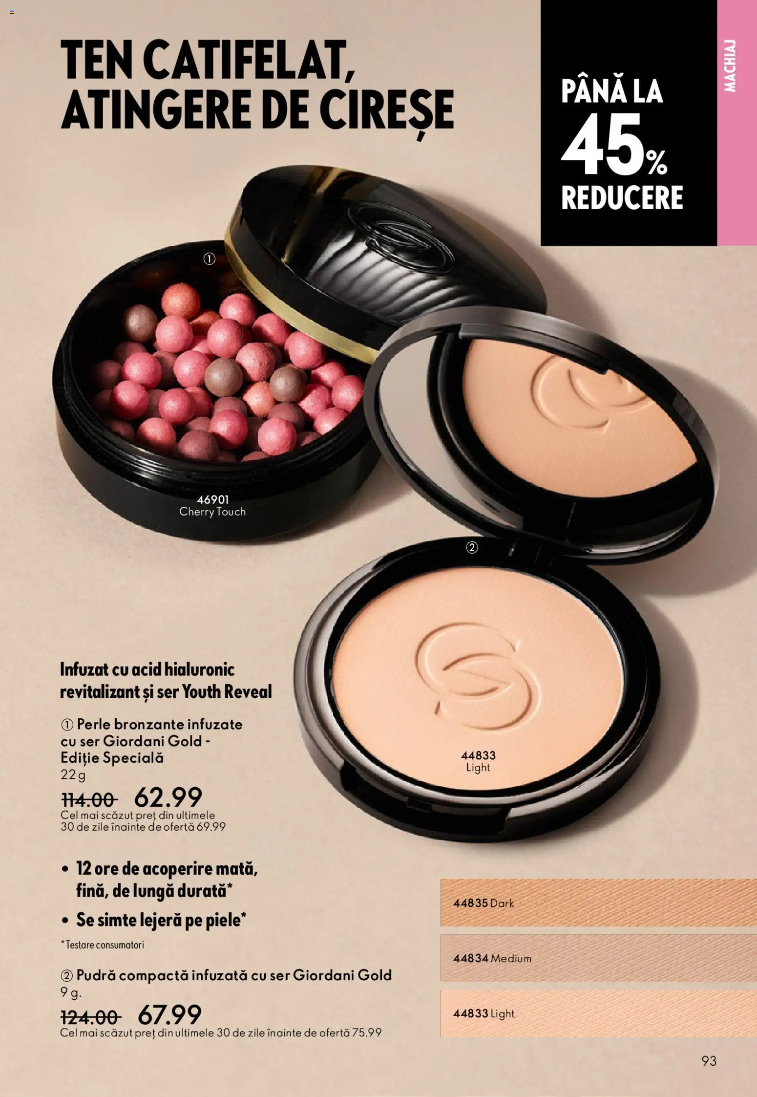 Catalog Oriflame 6 - 25 Mai 2026 | Pagina 93 | Produse: Perle bronzante, Machiaj, Pudră, Cireșe