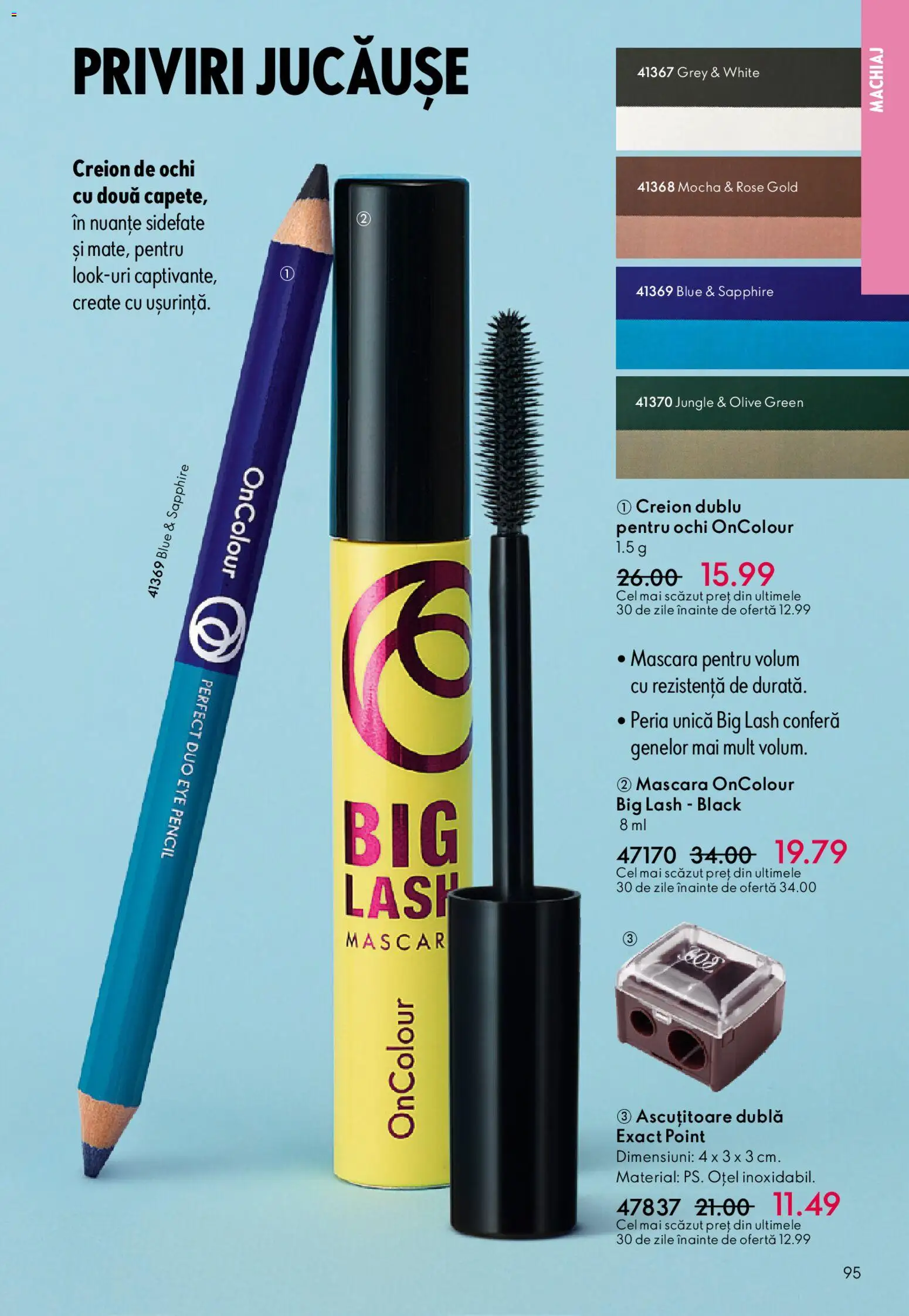 Catalog Oriflame 6 - 25 Mai 2026 | Pagina 95 | Produse: Ascuțitoare, Machiaj, Mascara, Creion de ochi