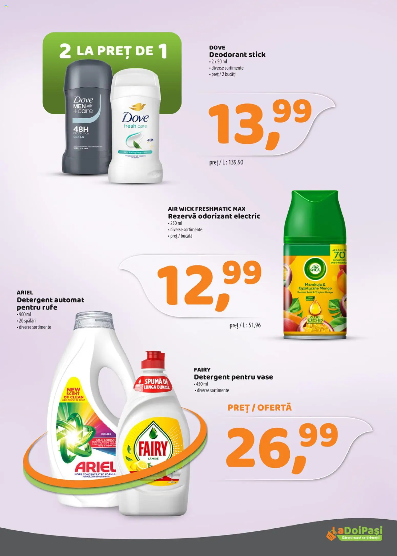 Catalog La Doi Pași 1 - 14 Aprilie 2026 | Pagina 14 | Produse: Deodorant, Detergent, Lămâie, Mango
