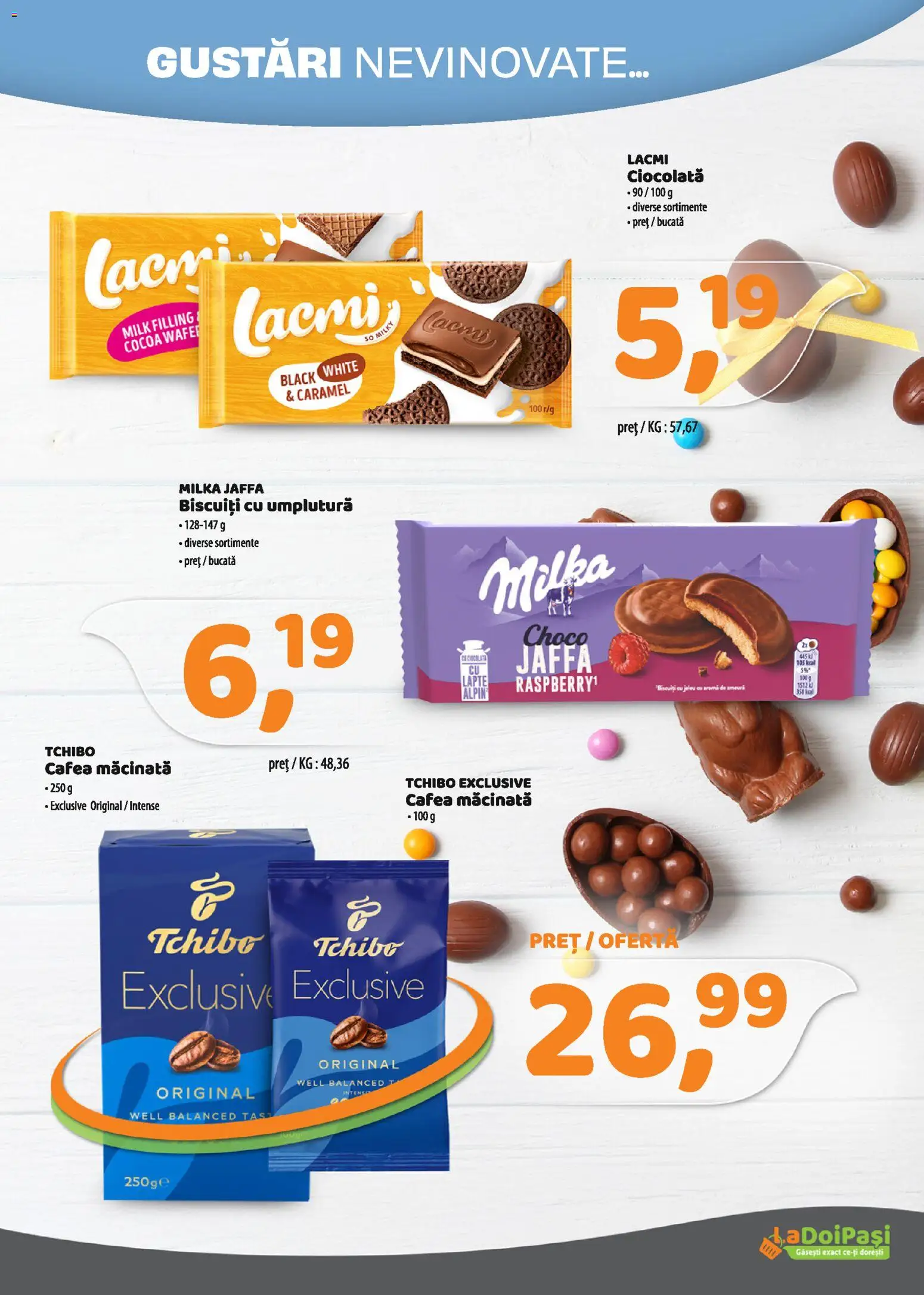 Catalog La Doi Pași 1 - 14 Aprilie 2026 | Pagina 6 | Produse: Lapte, Cafea, Ciocolată, Biscuiți
