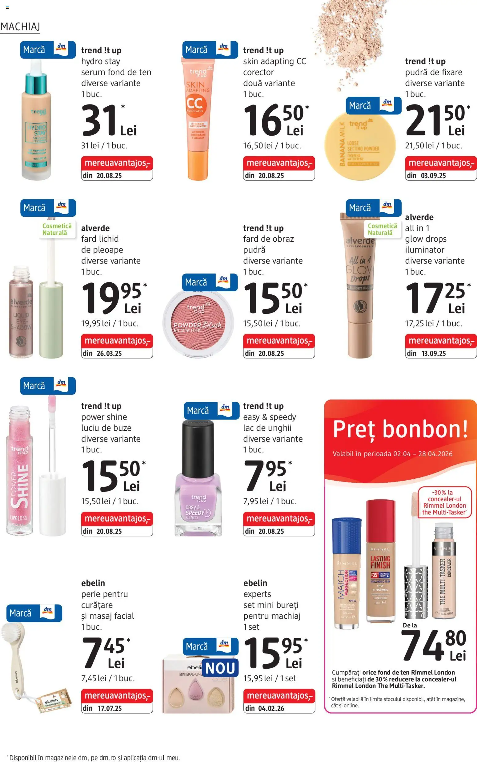 Catalog DM Drogerie Markt 2 - 27 Aprilie 2026 | Pagina 14 | Produse: Fond de ten, Machiaj, Pudră, Luciu de buze