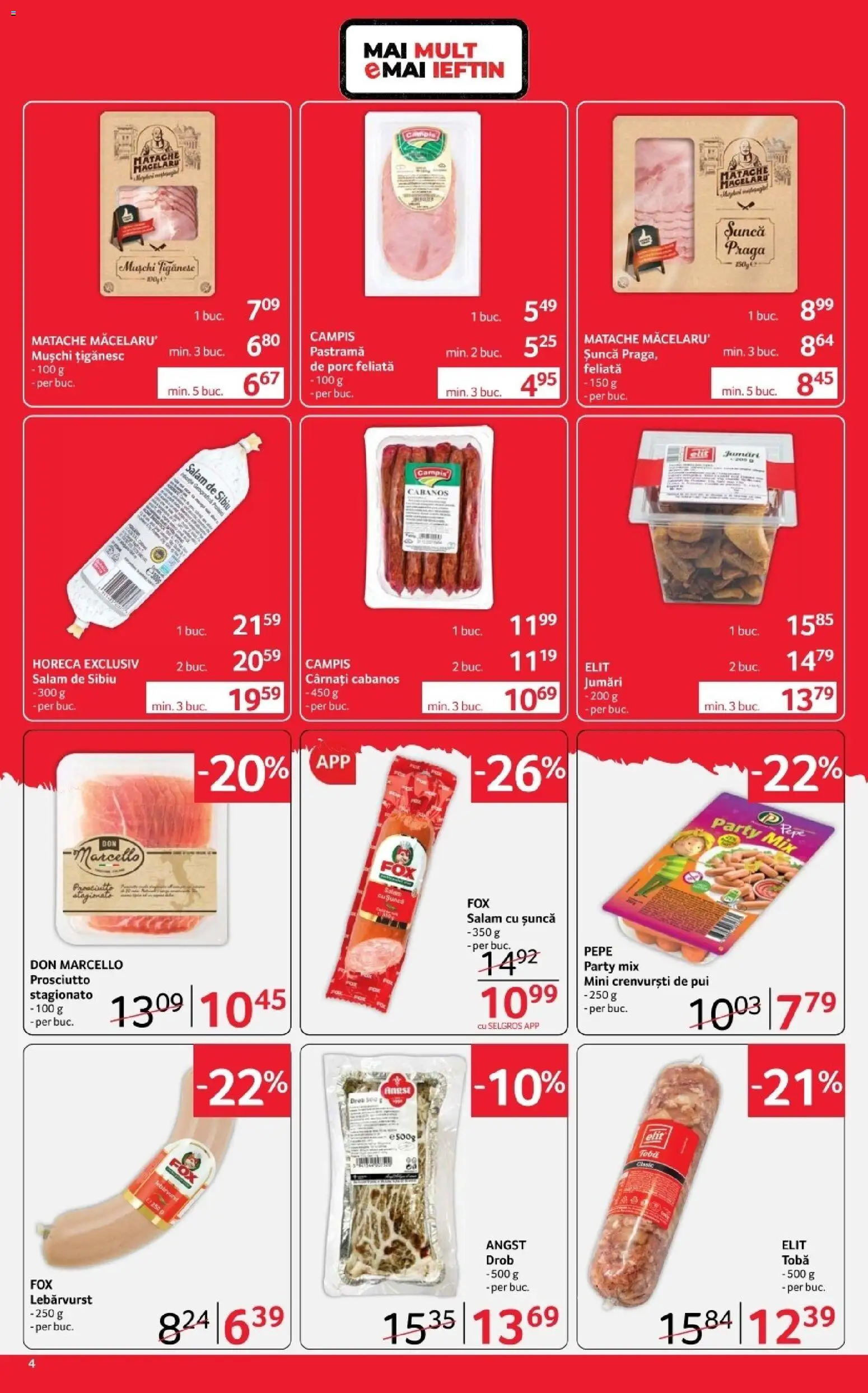 Catalog Selgros 3 - 15 Aprilie 2026 | Pagina 4 | Produse: Hacıyatmaz Kedi Oyuncağı, Crenvurști, Salam, Cârnați