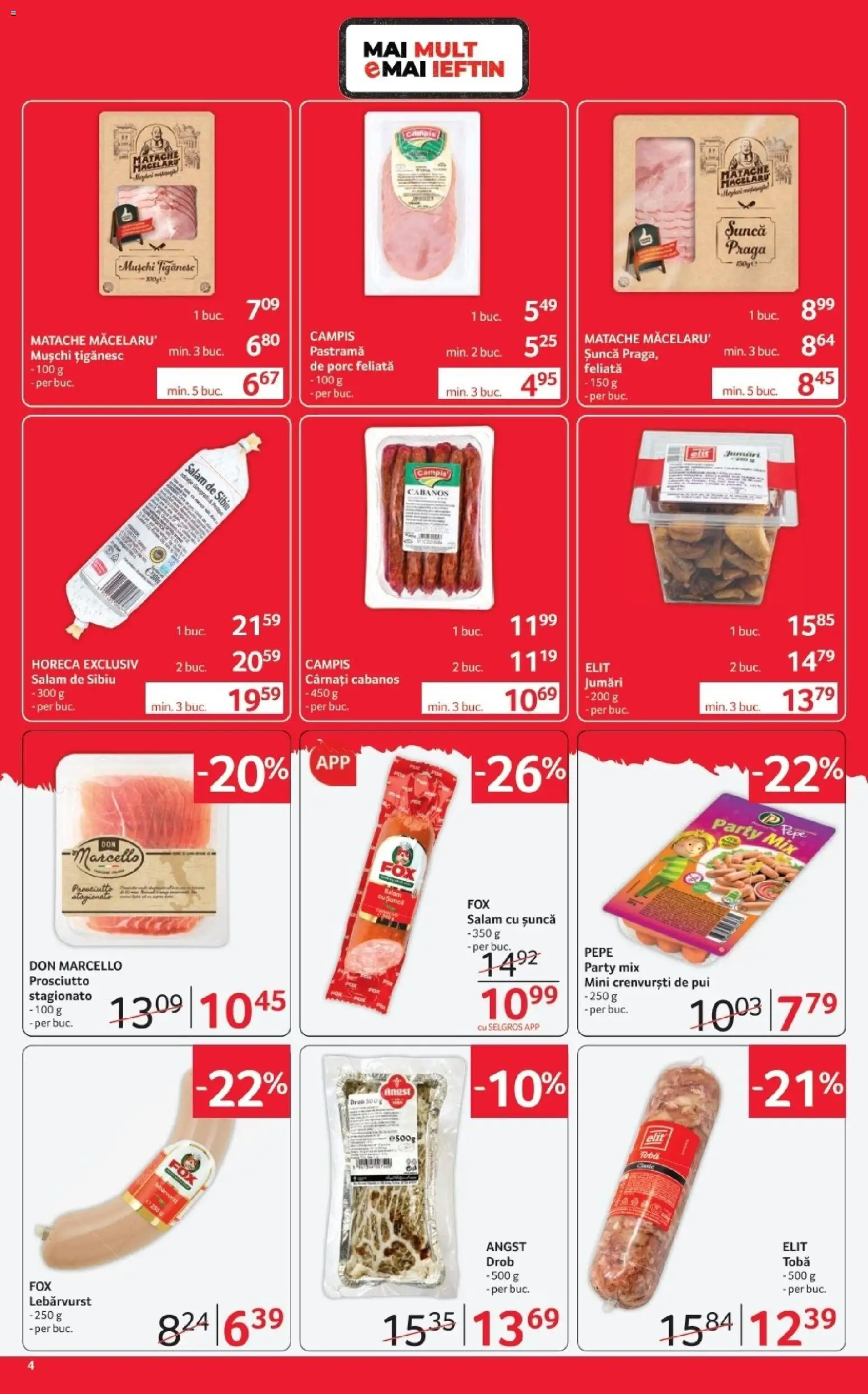 Catalog Selgros 3 - 15 Aprilie 2026 | Pagina 4 | Produse: Hacıyatmaz Kedi Oyuncağı, Crenvurști, Salam, Șuncă