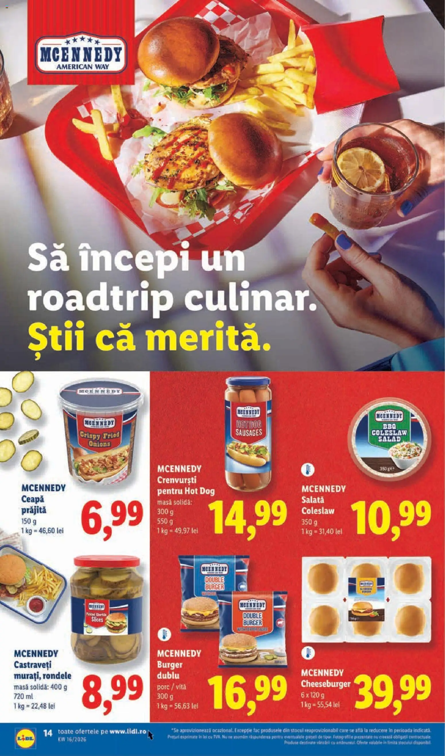 Catalog LIDL 14 - 18 Aprilie 2026 | Pagina 14 | Produse: Masă, Castraveți, Burger, Salată