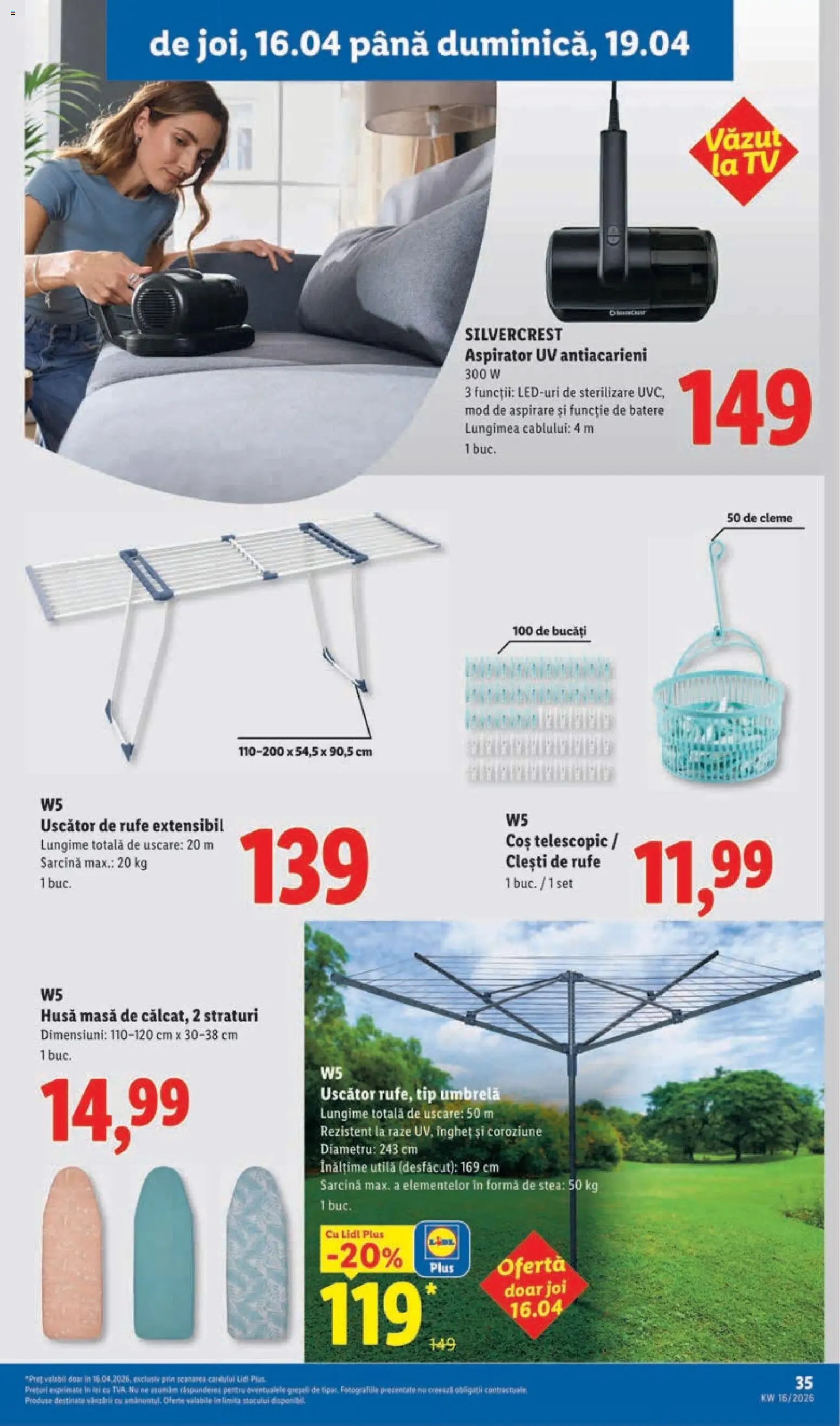Catalog LIDL 14 - 18 Aprilie 2026 | Pagina 35 | Produse: Uscător, Aspirator, Coș, Masă