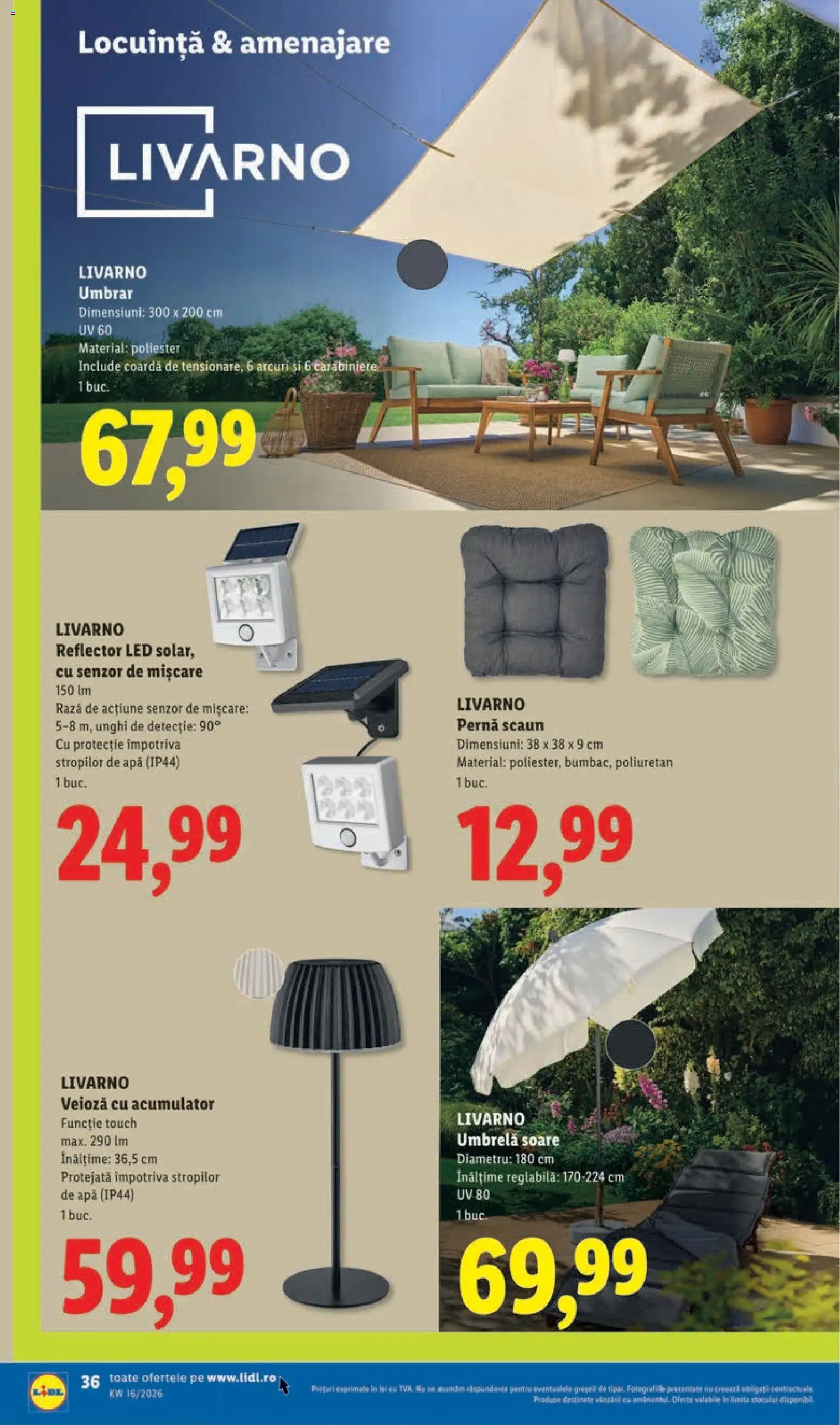 Catalog LIDL 14 - 18 Aprilie 2026 | Pagina 36 | Produse: Pernă scaun, Scaun, Babak, Apă