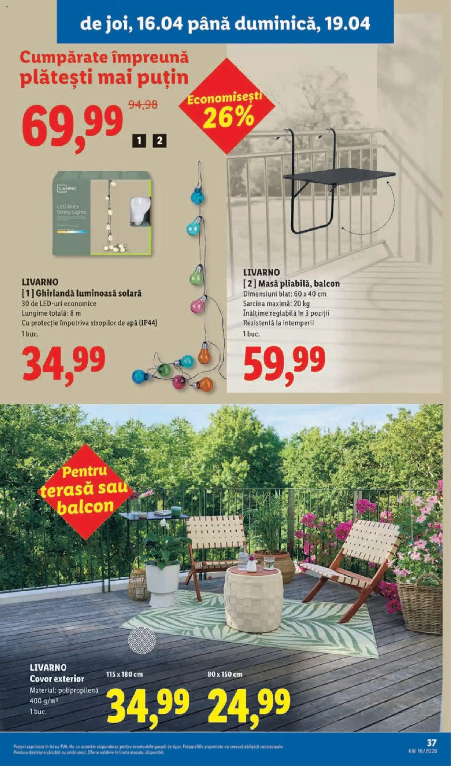 Catalog LIDL 14 - 18 Aprilie 2026 | Pagina 37 | Produse: Masă, Babak, Covor, Apă
