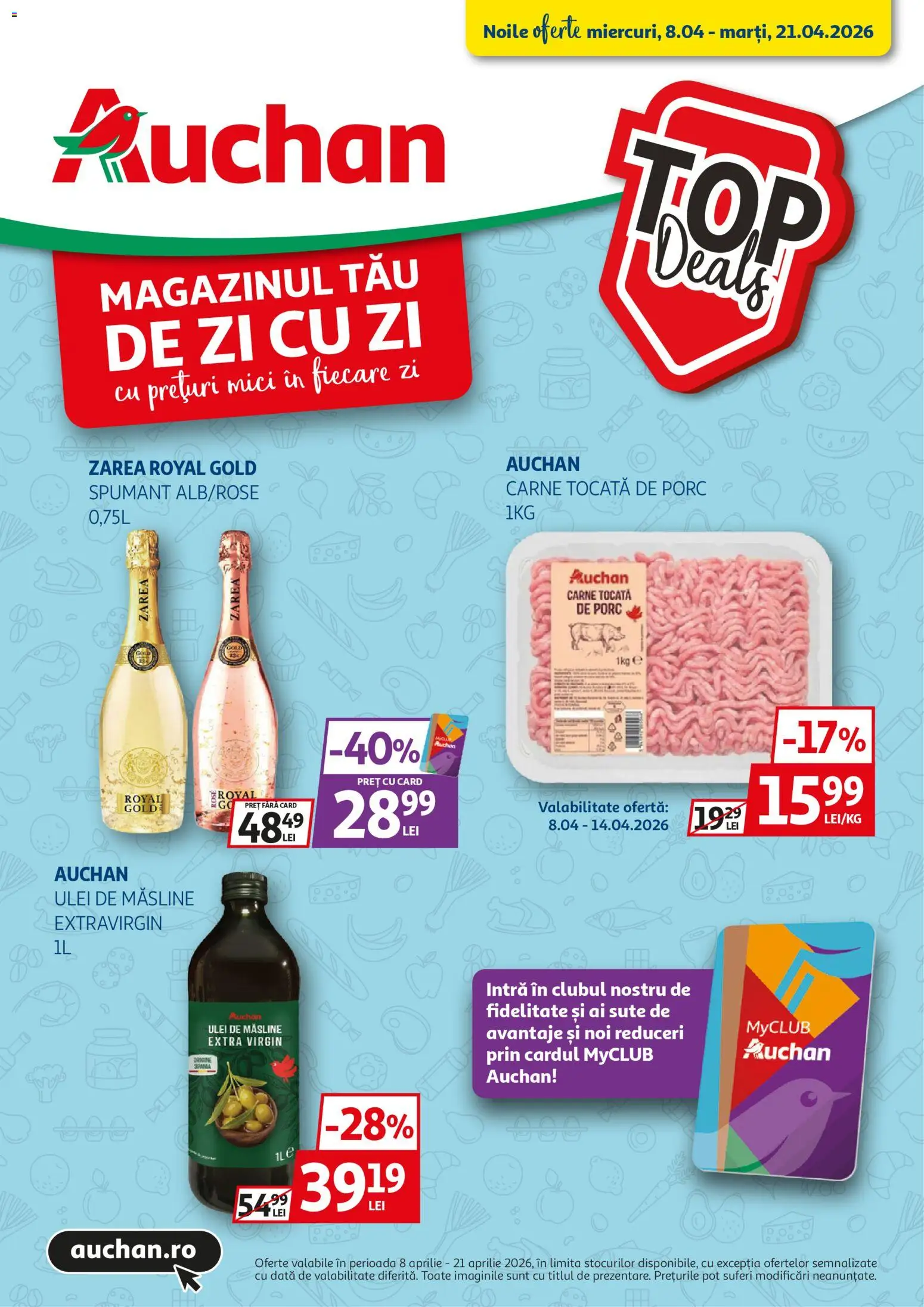 Catalog Auchan 8 - 20 Aprilie 2026 | Pagina 1 | Produse: Mici, Măsline, Ulei, Carne tocată