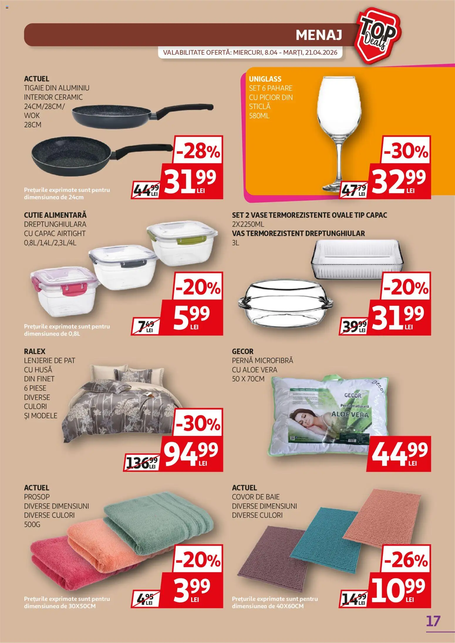 Catalog Auchan 8 - 20 Aprilie 2026 | Pagina 17 | Produse: Tigaie, Pat, Lenjerie de pat, Pernă