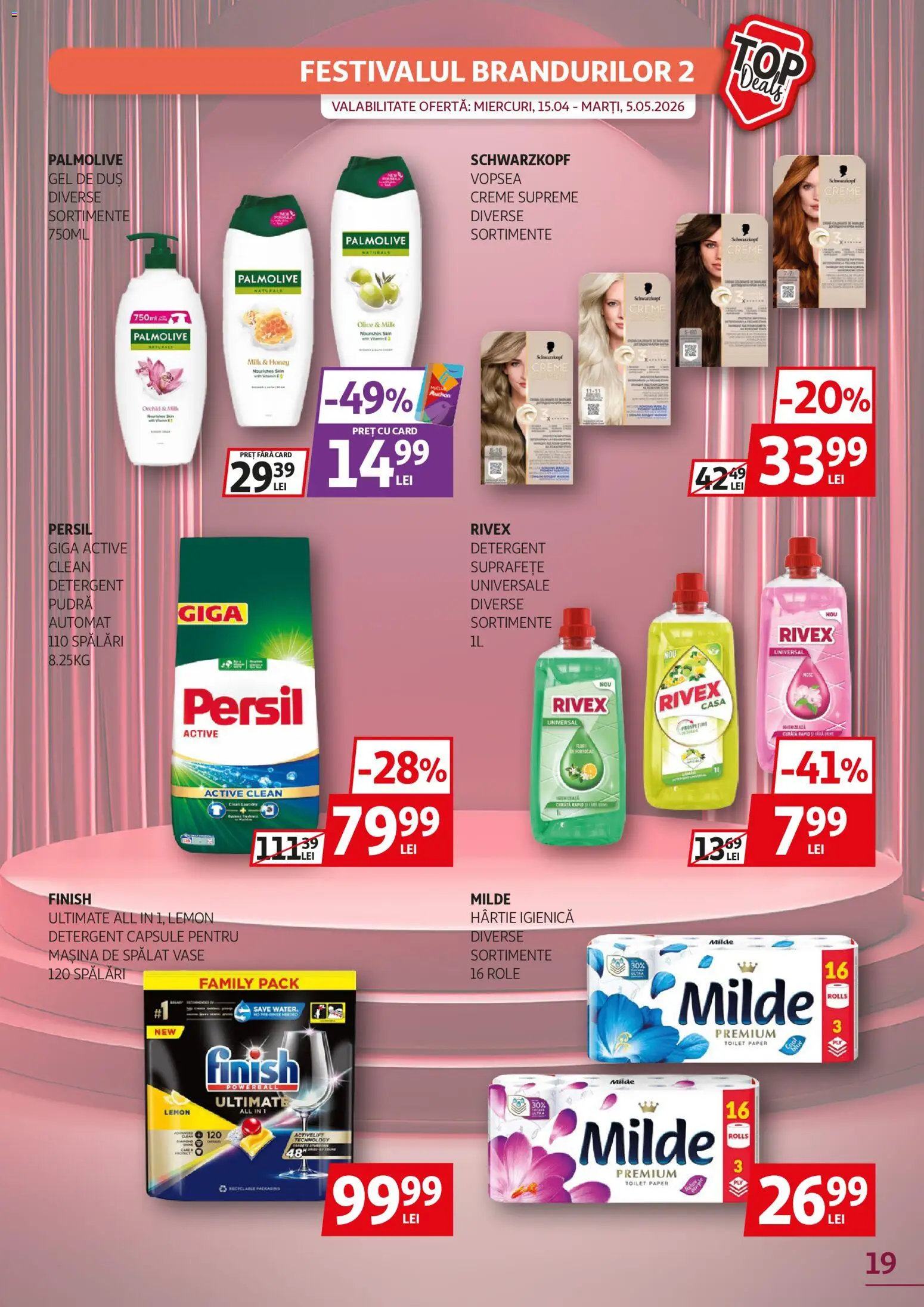 Catalog Auchan 8 - 20 Aprilie 2026 | Pagina 19 | Produse: Mașină De Spălat Vase, Vopsea, Duș, Gel de duș