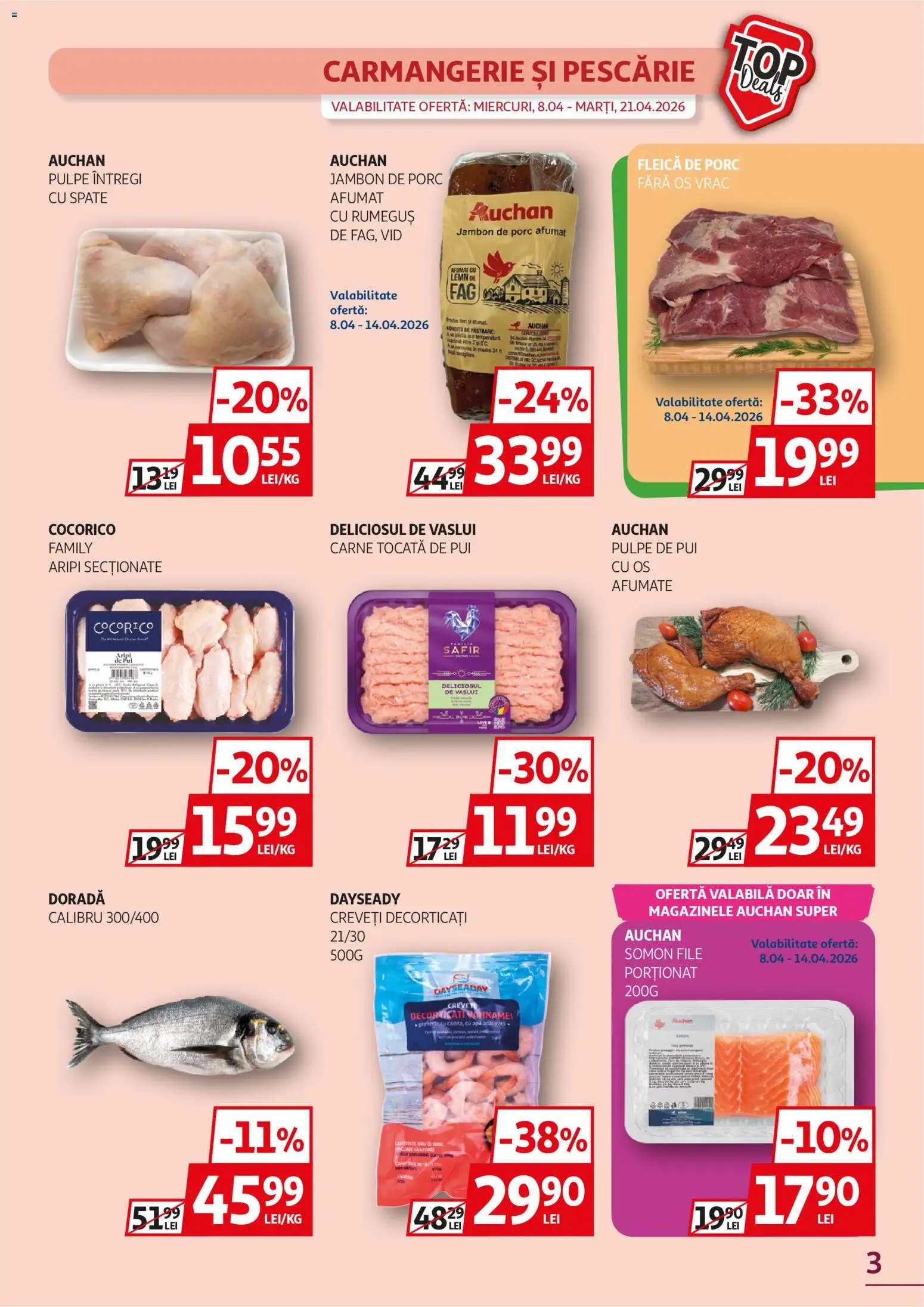 Catalog Auchan 8 - 20 Aprilie 2026 | Pagina 3 | Produse: Hacıyatmaz Kedi Oyuncağı, Kedi Oyun Alanları, Carne tocată, Fleică
