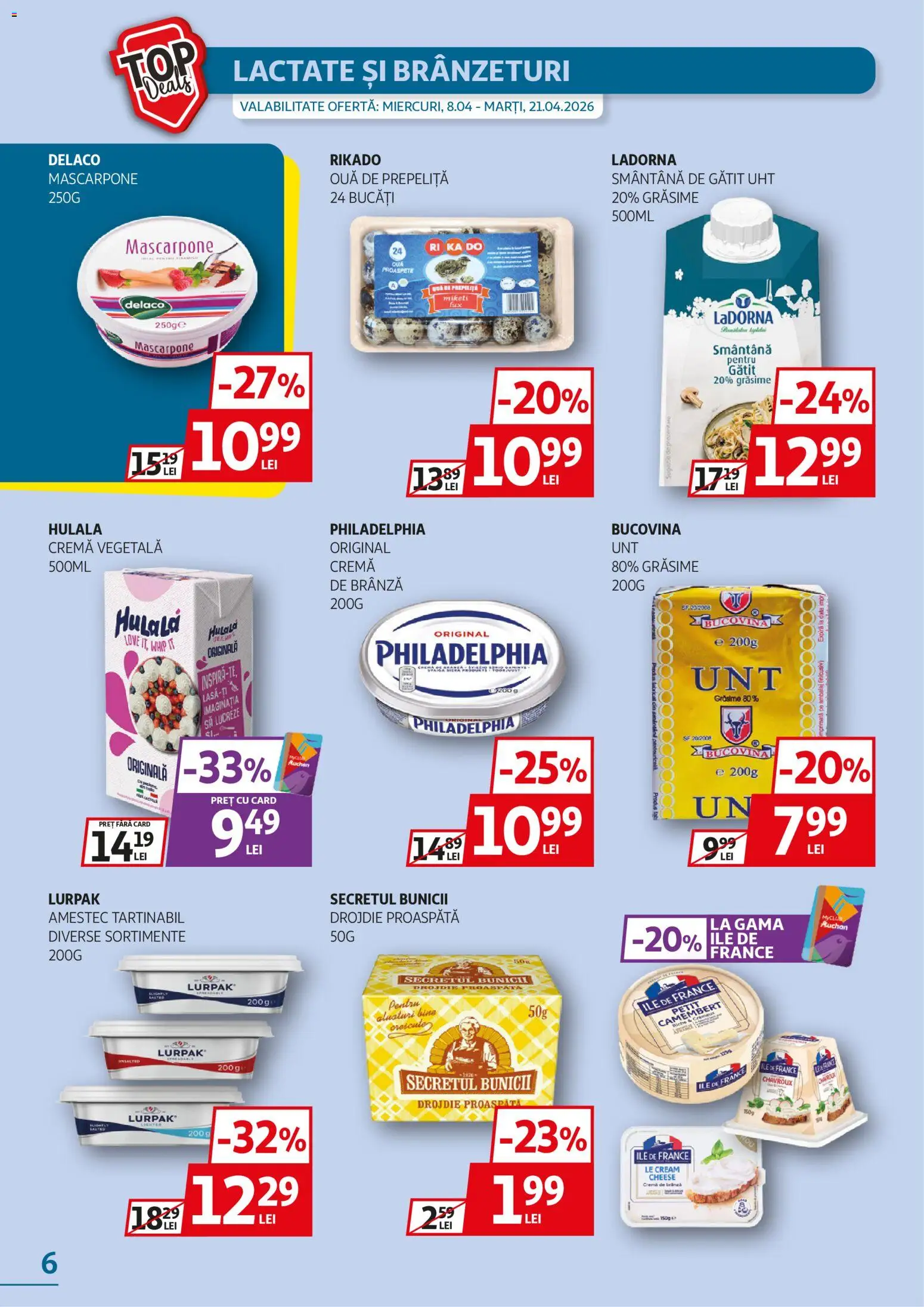 Catalog Auchan 8 - 20 Aprilie 2026 | Pagina 6 | Produse: Kalem ucu, Cremă, Ouă, Mascarpone