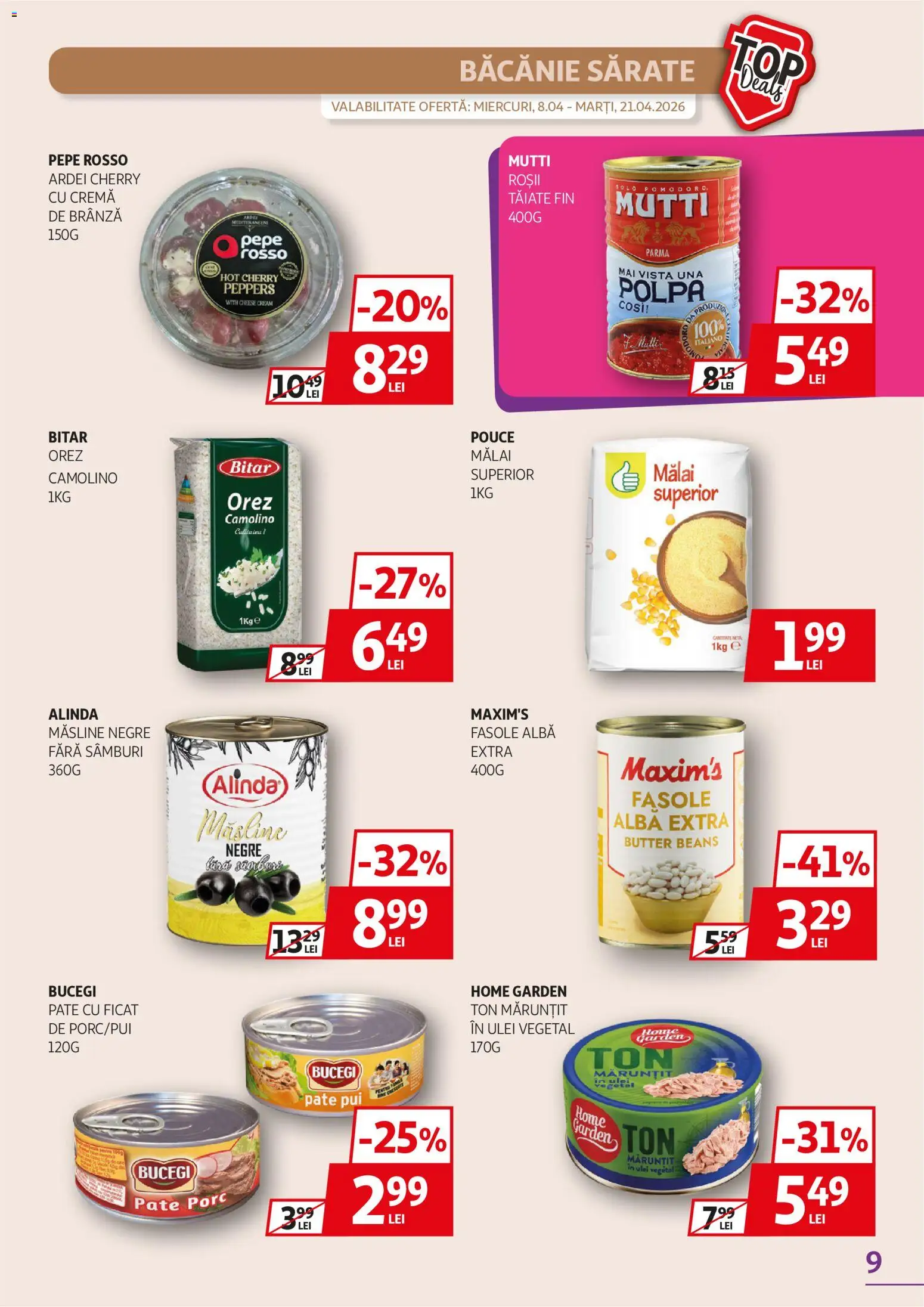 Catalog Auchan 8 - 20 Aprilie 2026 | Pagina 9 | Produse: Hijyenik ped, Măsline, Ardei, Roșii