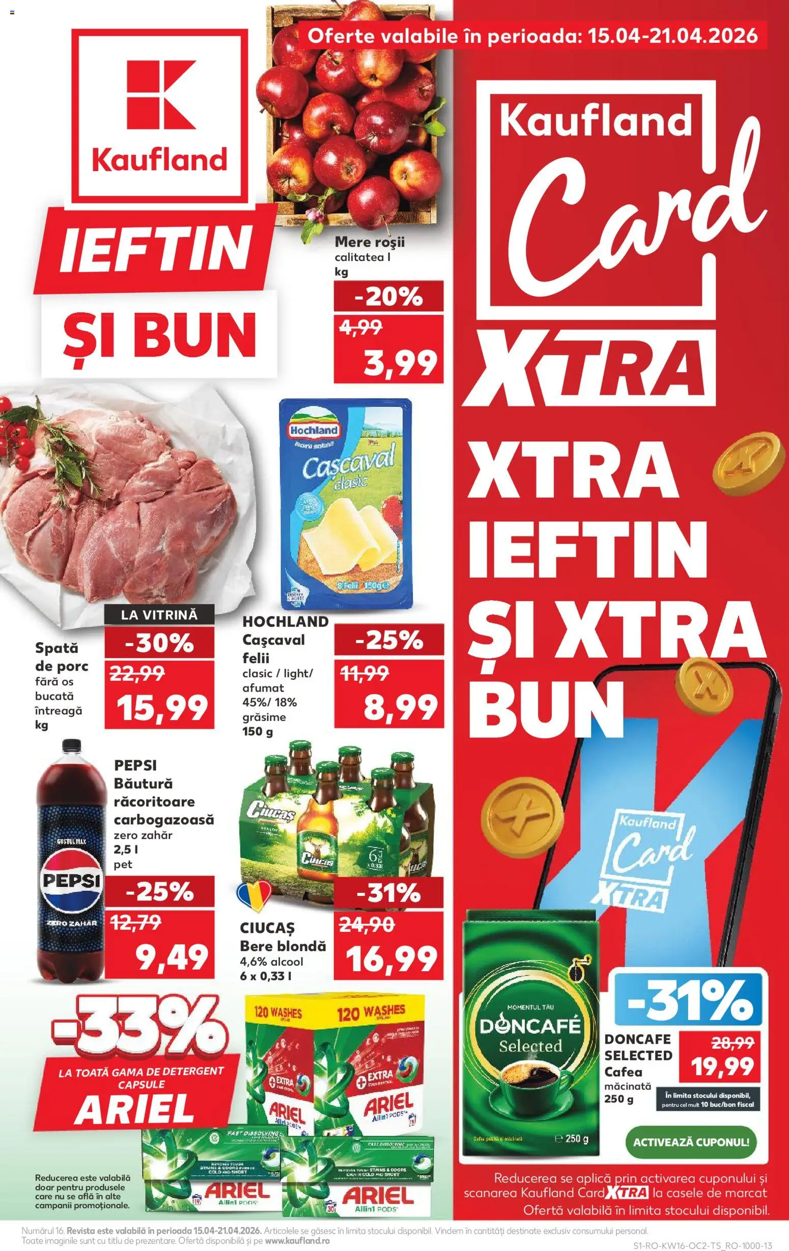 Catalog Kaufland 15 - 20 Aprilie 2026 | Pagina 1 | Produse: Vitrină, Cafea, Bere, Detergent