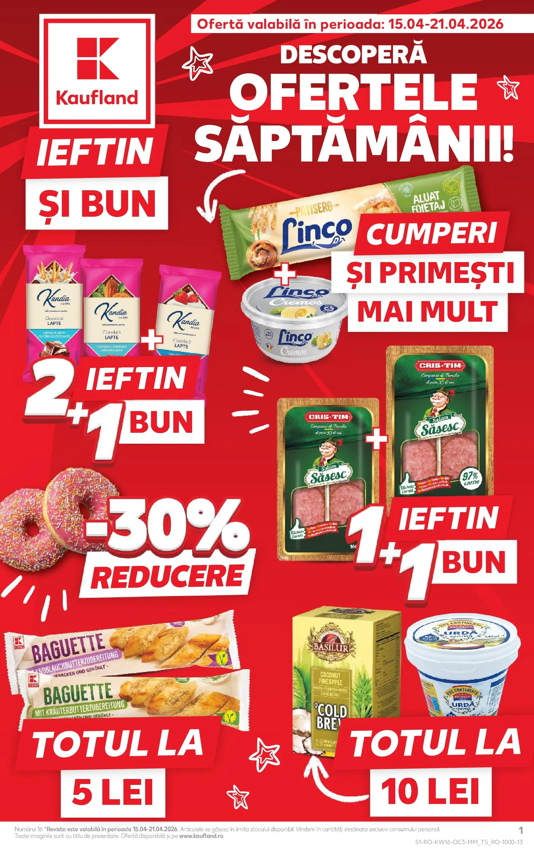 Catalog Kaufland 15 - 20 Aprilie 2026 | Pagina 1 | Produse: Foietaj, Lapte, Cremă, Ciocolată
