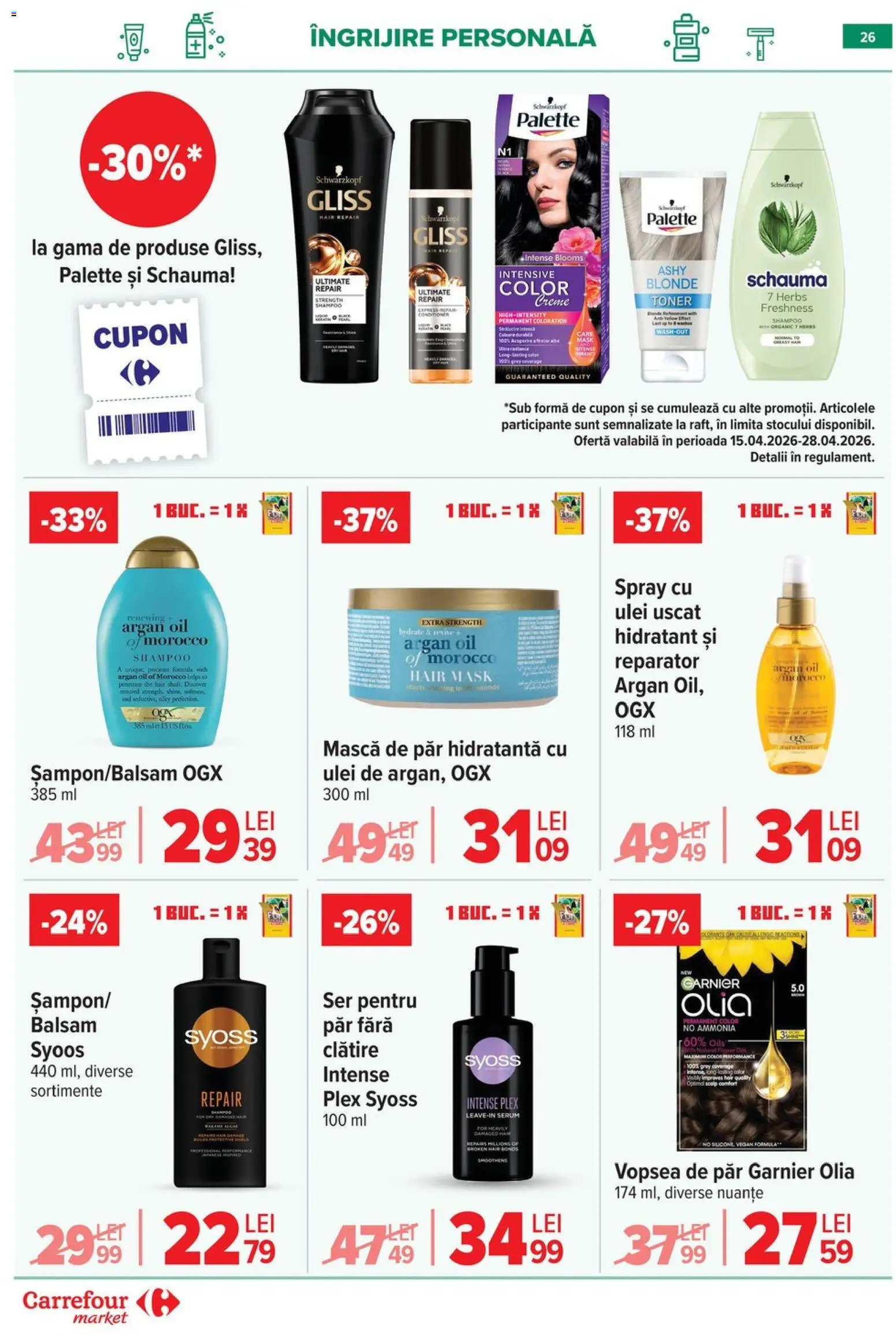Catalog Carrefour 15 - 27 Aprilie 2026 | Pagina 28 | Produse: Vopsea, Balsam, Mască de păr, Vopsea de păr