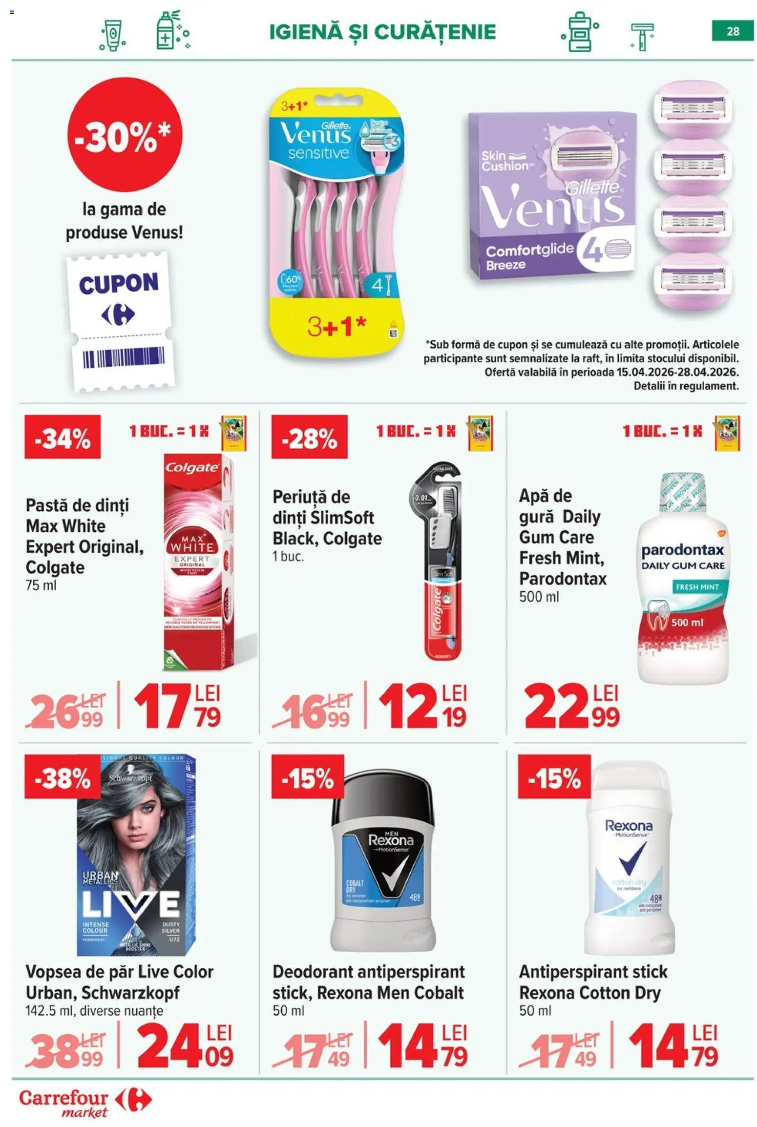 Catalog Carrefour 15 - 27 Aprilie 2026 | Pagina 30 | Produse: Vopsea, Deodorant, Pastă de dinți, Vopsea de păr