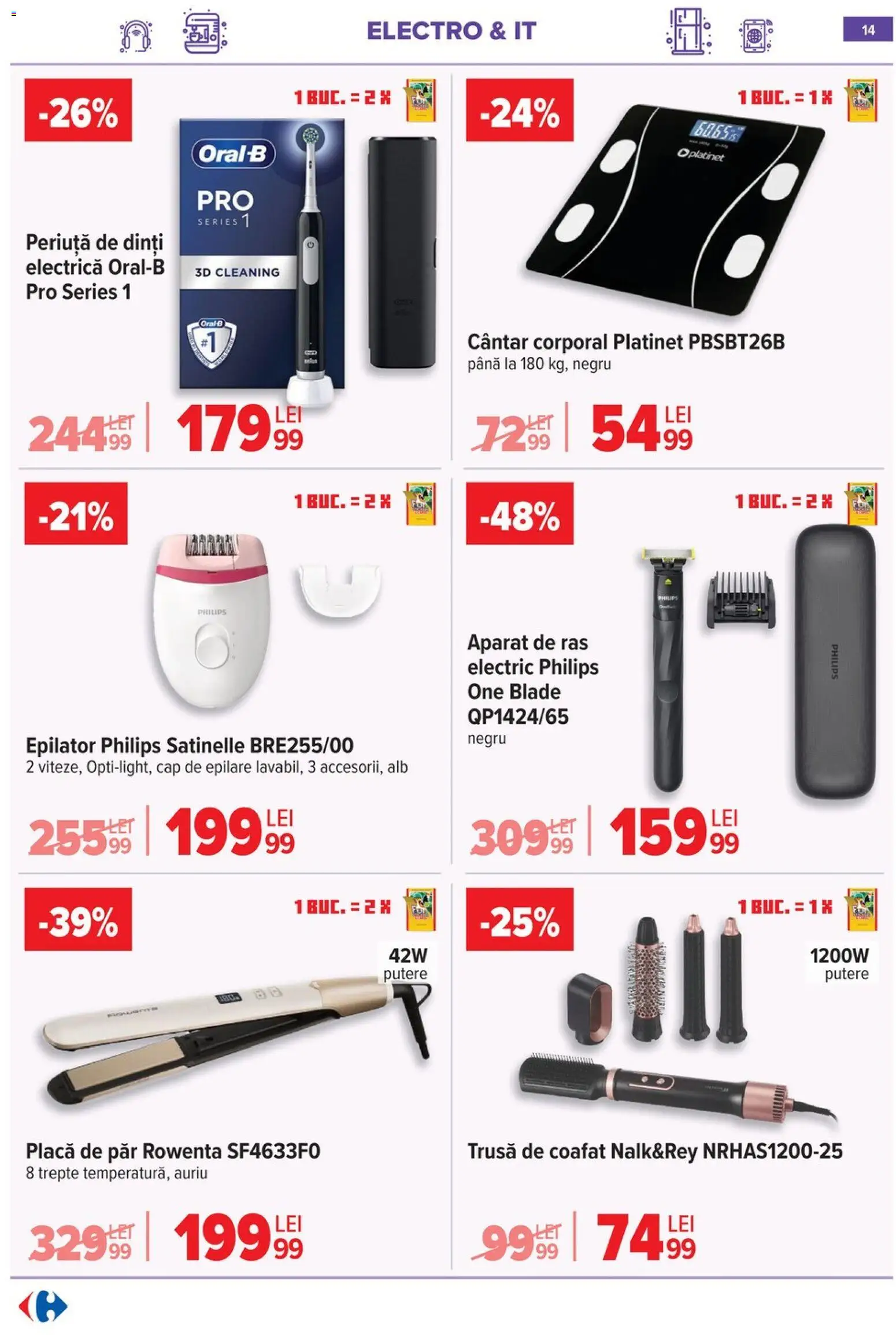 Catalog Carrefour 15 Aprilie - 4 Mai 2026 | Pagina 16 | Produse: Enginar, Epilator, Periuță De Dinți Electrică, Cântar