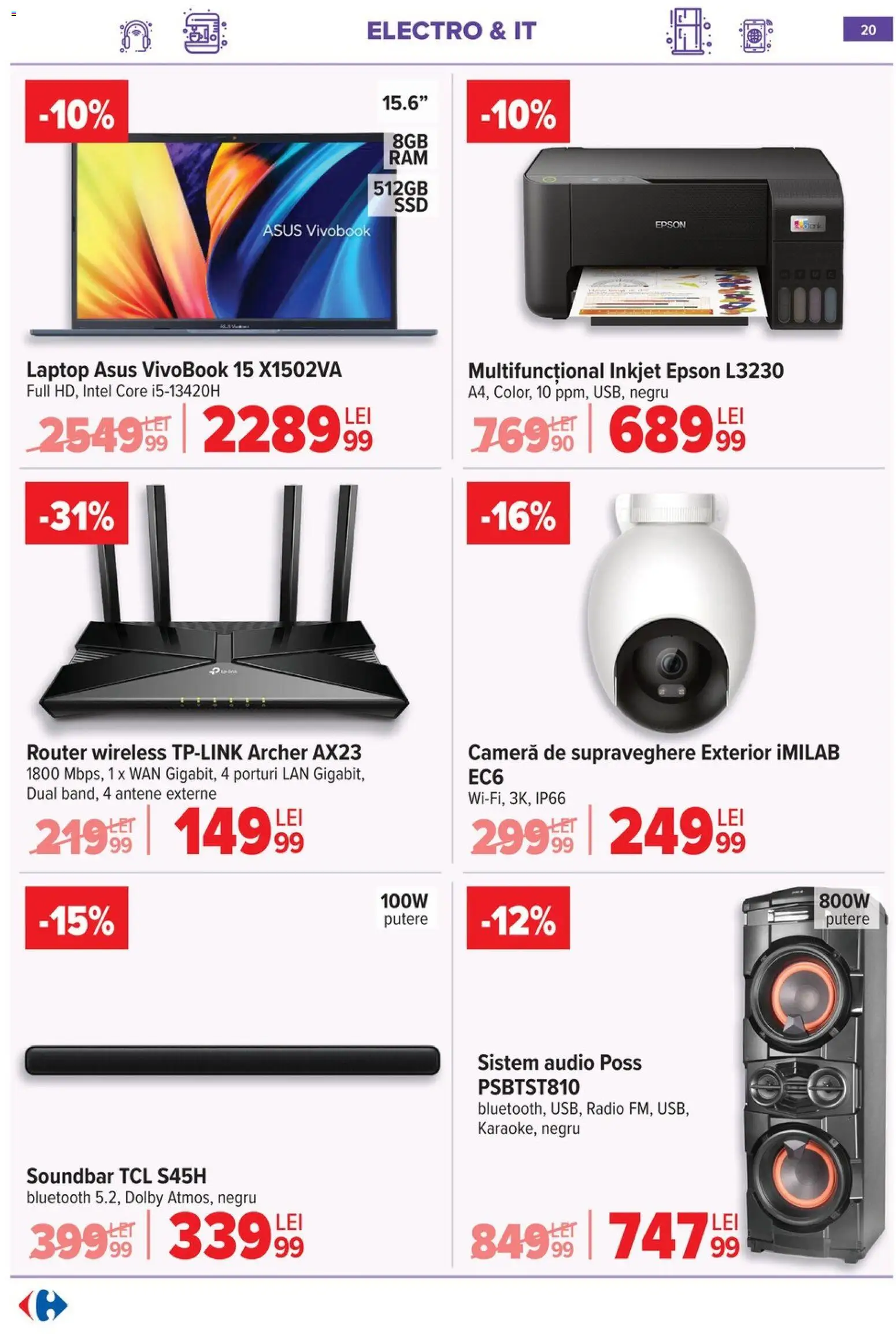 Catalog Carrefour 15 Aprilie - 4 Mai 2026 | Pagina 22 | Produse: Soundbar, Router, Audio, Radio