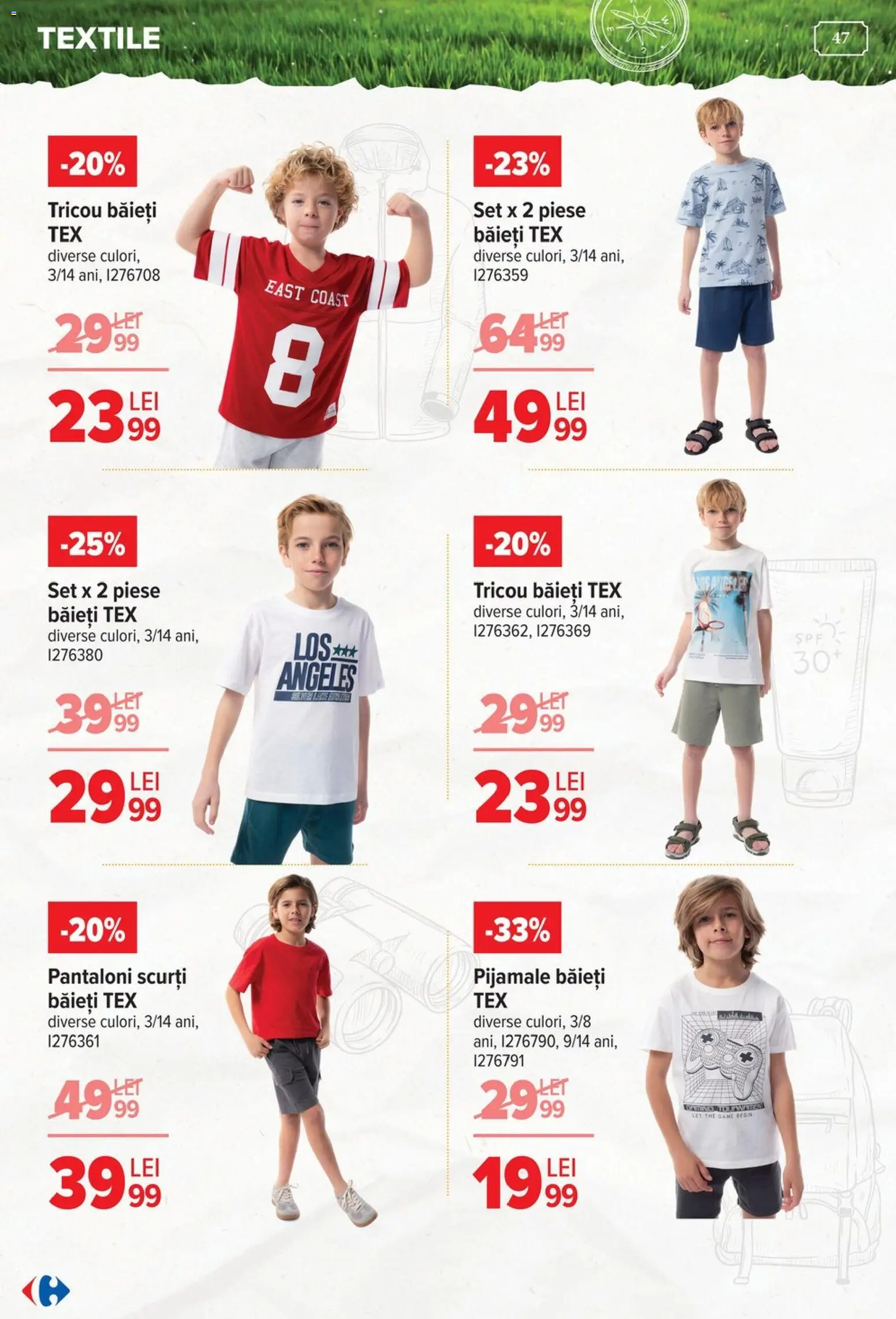 Catalog Carrefour 15 Aprilie - 4 Mai 2026 | Pagina 47 | Produse: Tricou, Pantaloni, Pantaloni scurți, Pijamale