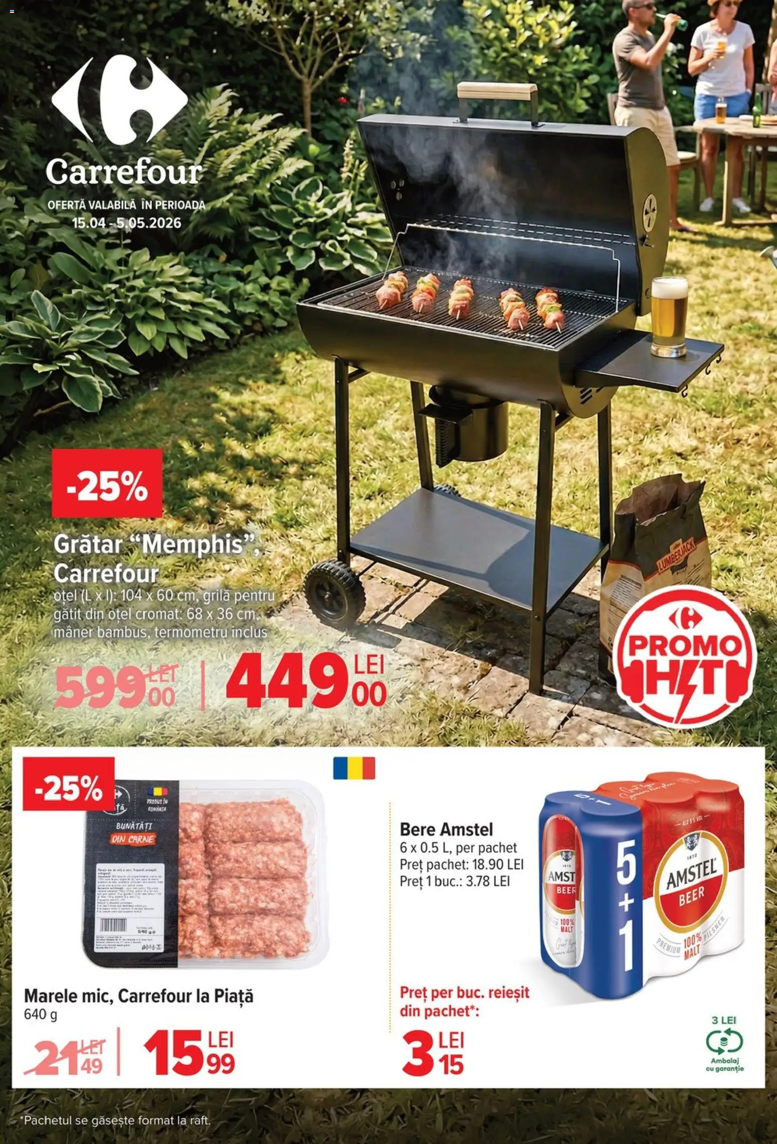 Catalog Carrefour 15 Aprilie - 4 Mai 2026 | Pagina 1 | Produse: Termometru, Grătar, Mâner, Bere