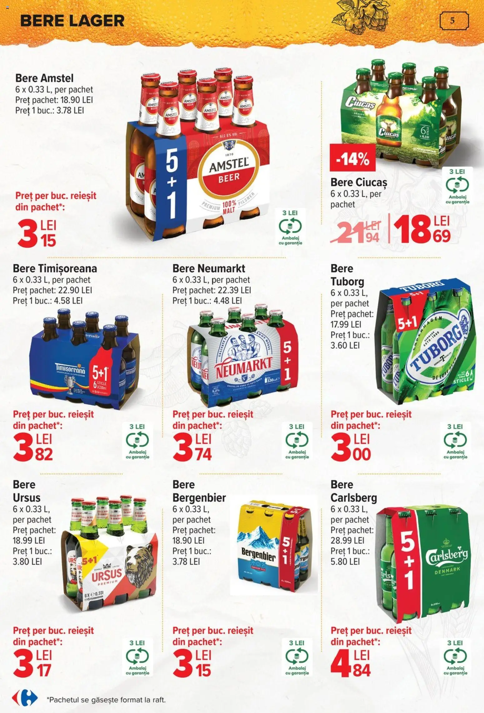 Catalog Carrefour 15 Aprilie - 4 Mai 2026 | Pagina 5 | Produse: Bere, Plastik Kulübe