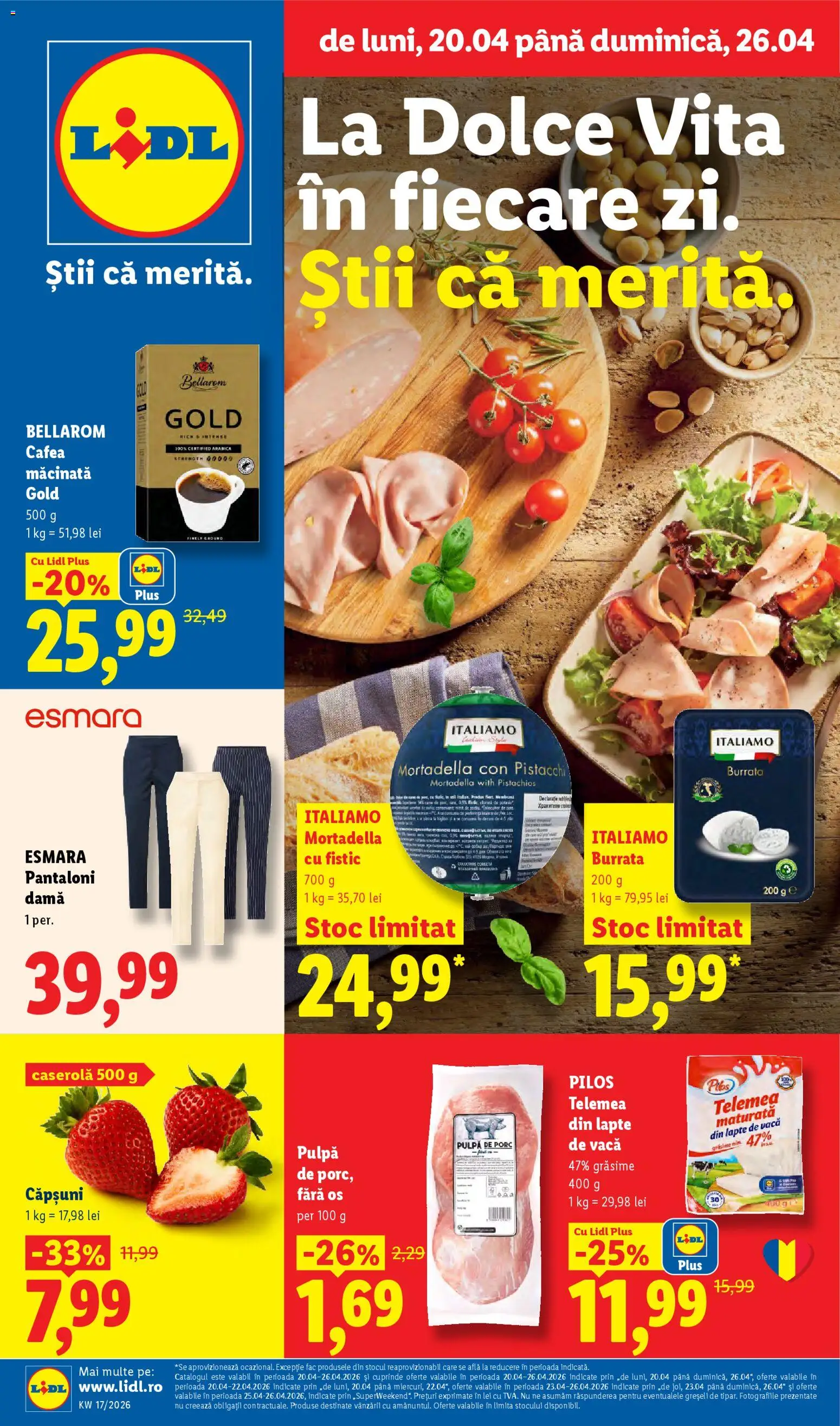 Catalog LIDL 20 - 25 Aprilie 2026 | Pagina 1 | Produse: Çift taraflı üst, Toplar, Cafea, Fistic