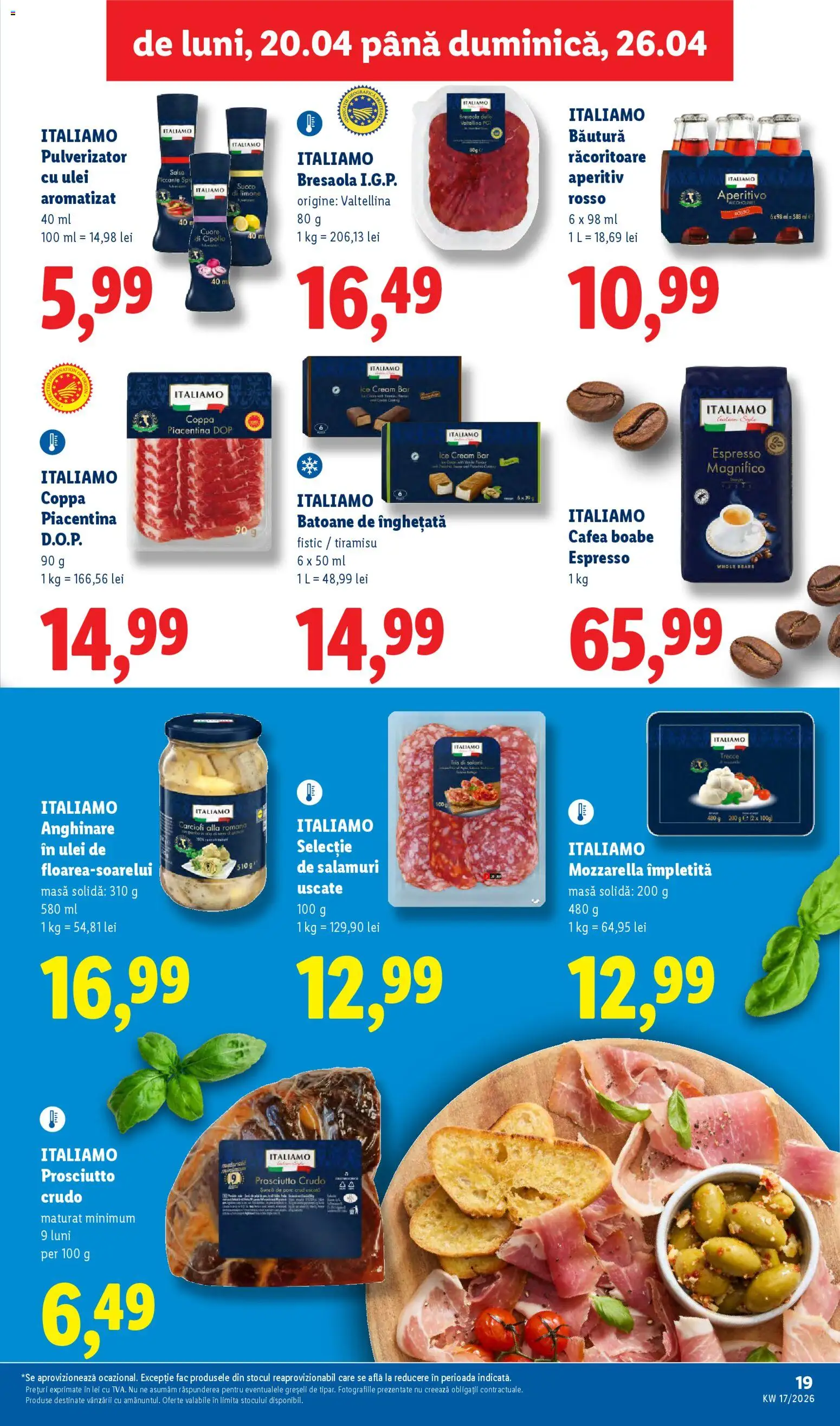 Catalog LIDL 20 - 25 Aprilie 2026 | Pagina 19 | Produse: Masă, Mozzarella, Tiramisu, Cafea