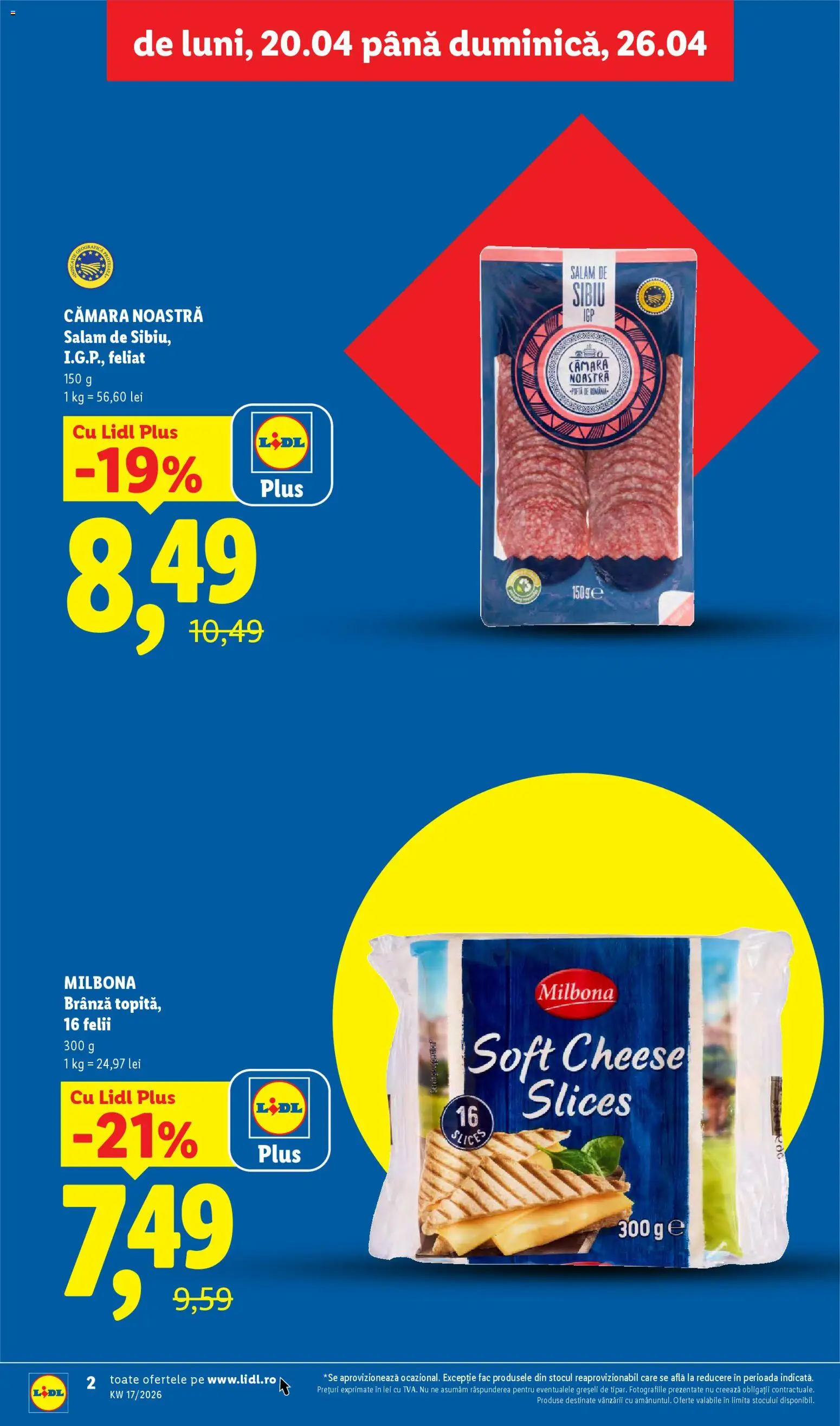 Catalog LIDL 20 - 25 Aprilie 2026 | Pagina 2 | Produse: Brânză, Salam